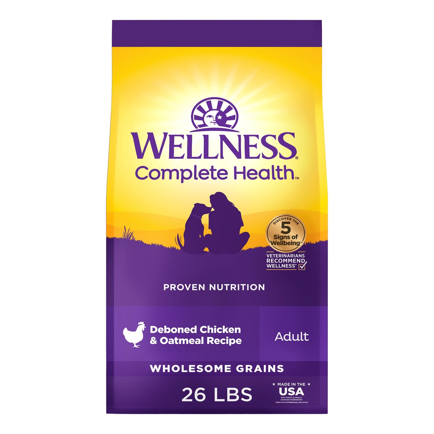 Wellness Complete Health Dry Dog Food, Wholesome Grains, Natural, Lamb & Barley Recipe, (30-Pound Bag)