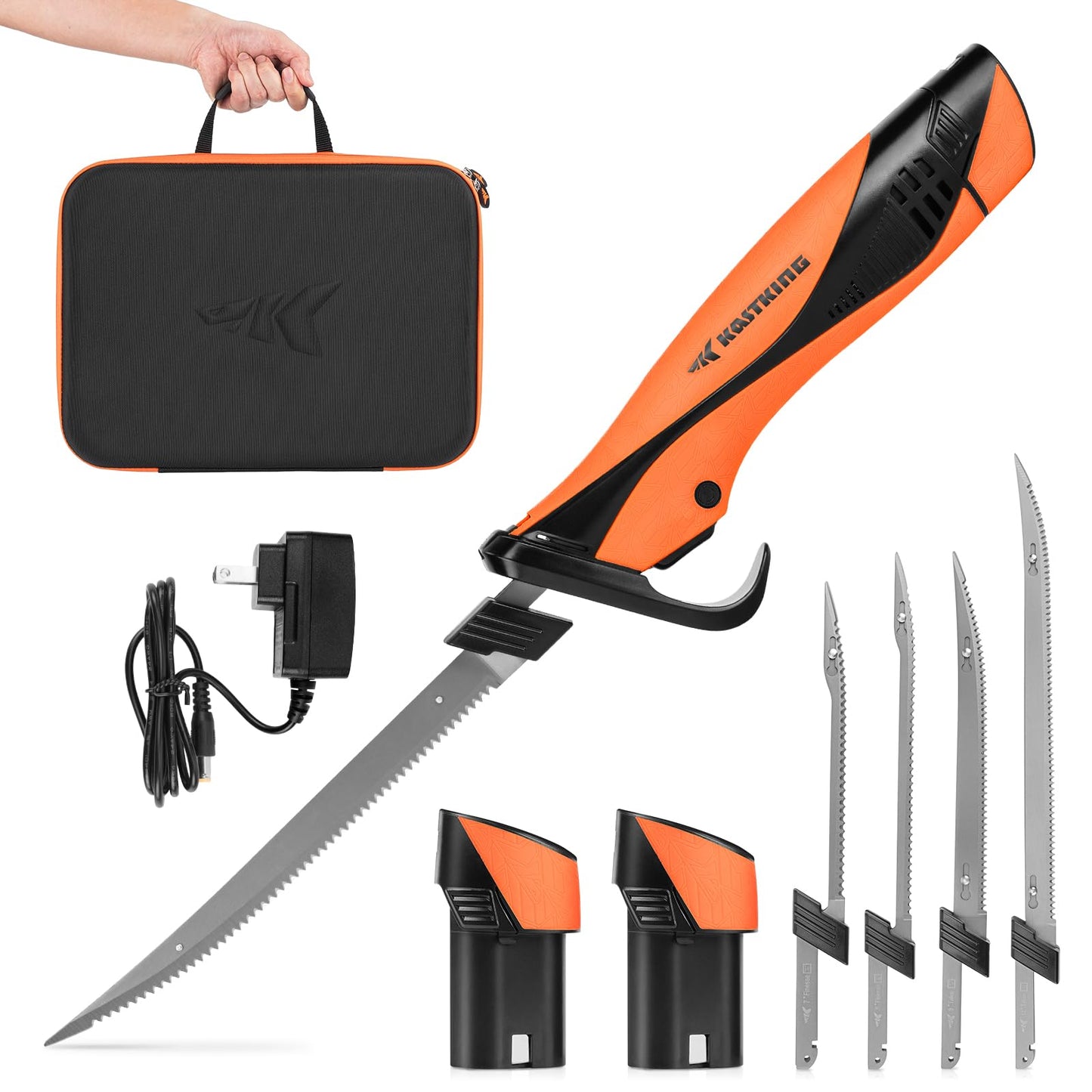 KastKing Lithium-ion Electric Fillet Knife (Speed Demon Pro) - Rechargeable, Cordless, High Speed, Extended Battery Life, Superior Blade, Ergonomic Handle, Carry Case Fishing, Filleting, Outdoors