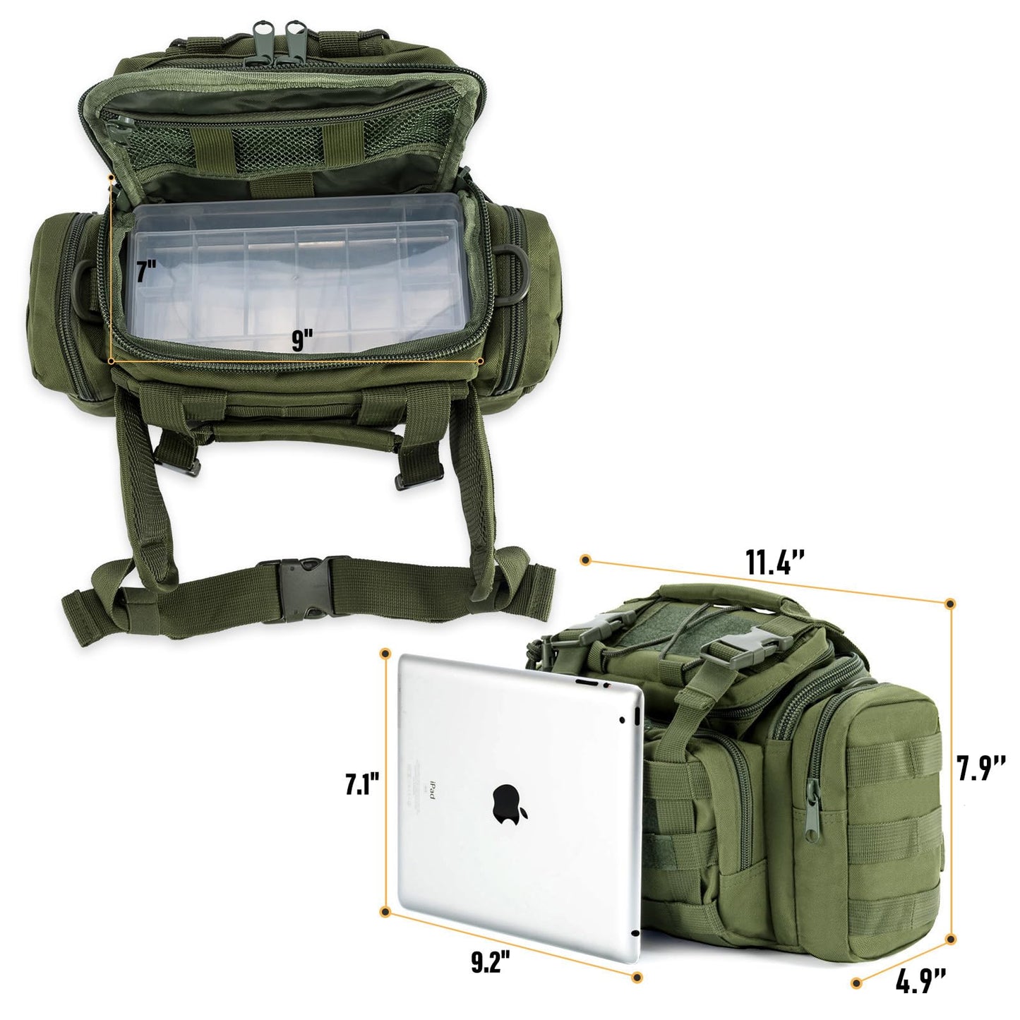 Dr.Fish Fishing Tackle Bag 5 Boxes with 60 Lures Included Loaded Stocked Tackle Box Set Spinner Lures Kit Freshwater Gear Equipment