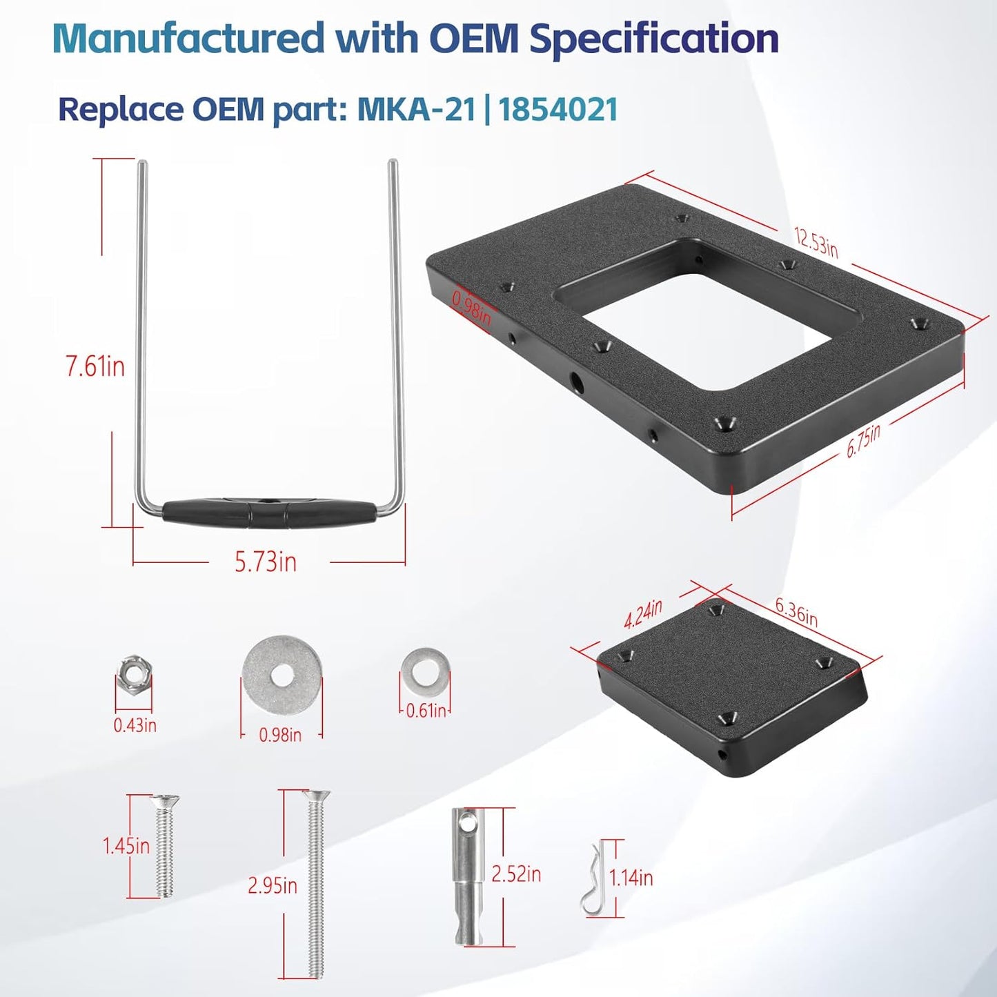 For Minn Kota 1854021 Quick Release Bracket MKA-21 fits Ulterra, Terrova, Deckhand 40, PowerDrive, PowerDrive V2 /Pontoon Trolling Motors, For Minn Kota Trolling Motor Mounting Bracket