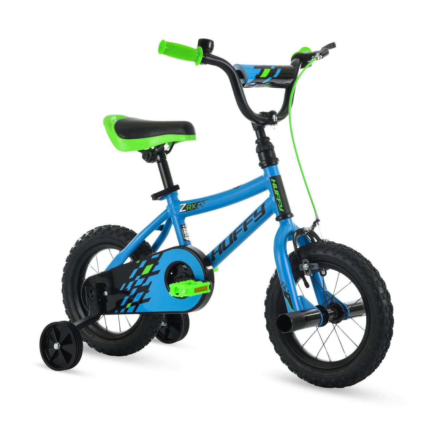 Huffy ZRX 12" Kids Bike, Ideal for Ages 3 to 5 Years Old, Front Pegs, BMX Style Handlebar, EZ Build Assembly, Designed for Growth, Durable Steel Frame, Enclosed Chain Guard, Blue