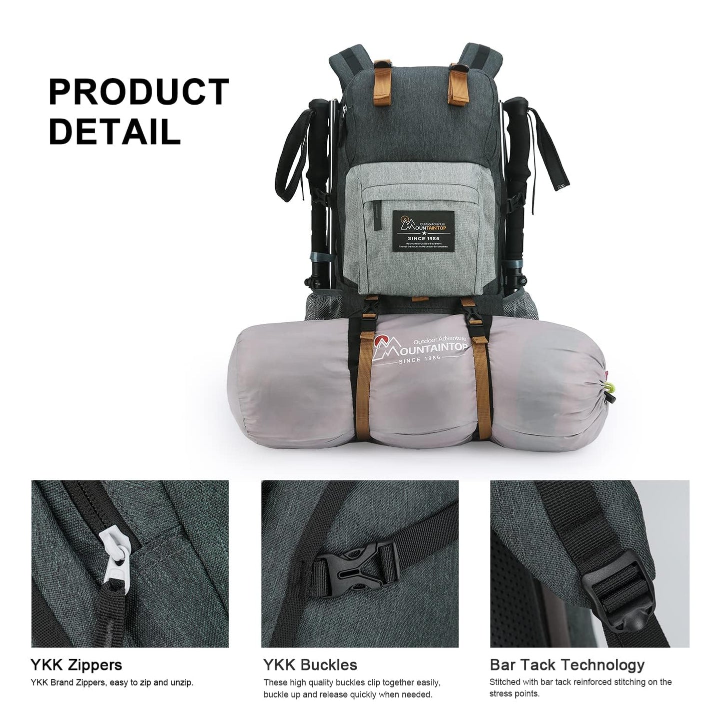 MOUNTAINTOP 40L Hiking Backpack Lightweight Travel Backpack for Men&Women Outdoor Camping Backpacking