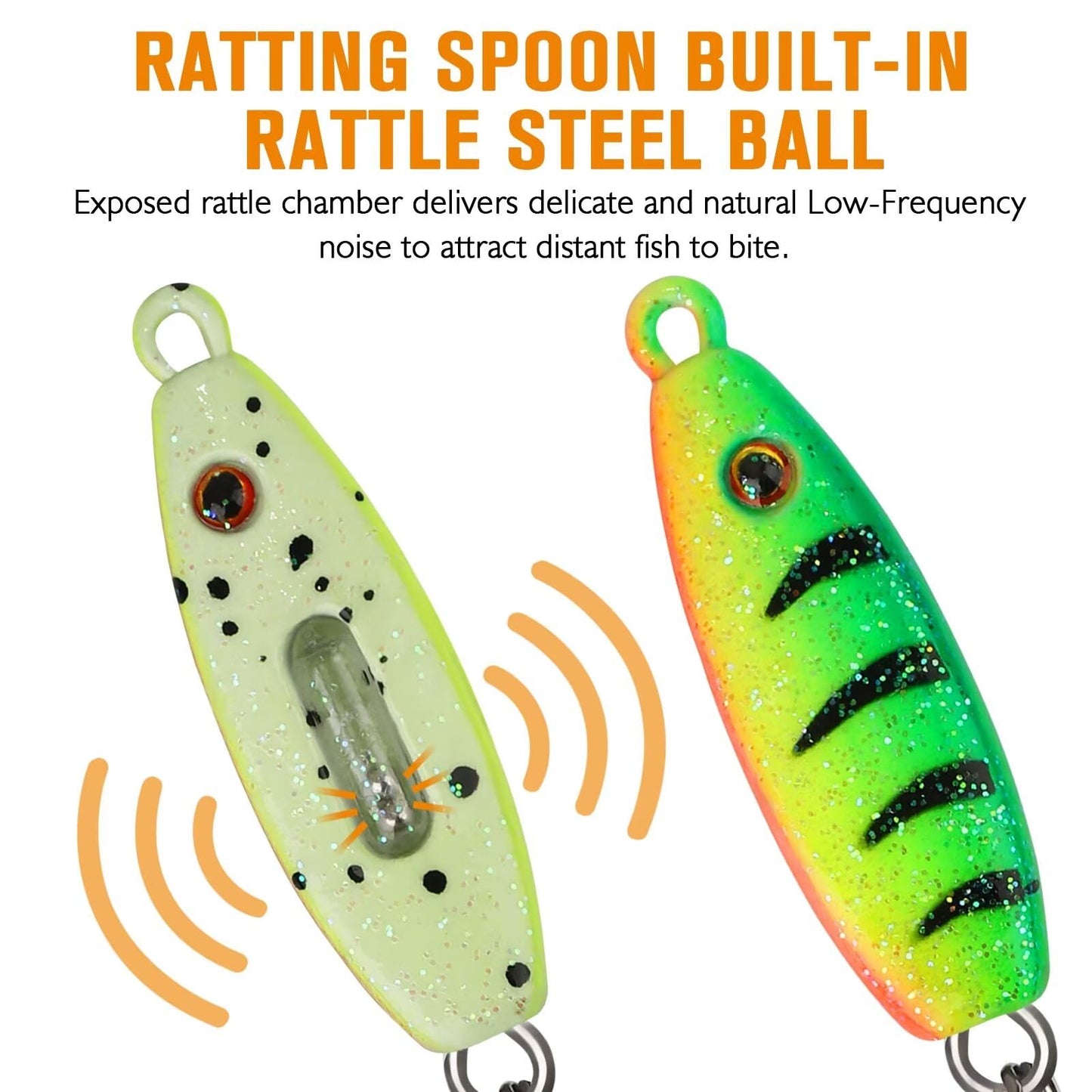 Dovesun Ice Fishing Jigs Ice Fishing Lures Kit Rattling Glow Ice Fishing Spoons for Bass Crappie Panfish Mens Fishing Gifts 15PCS/4PCS/3PCS