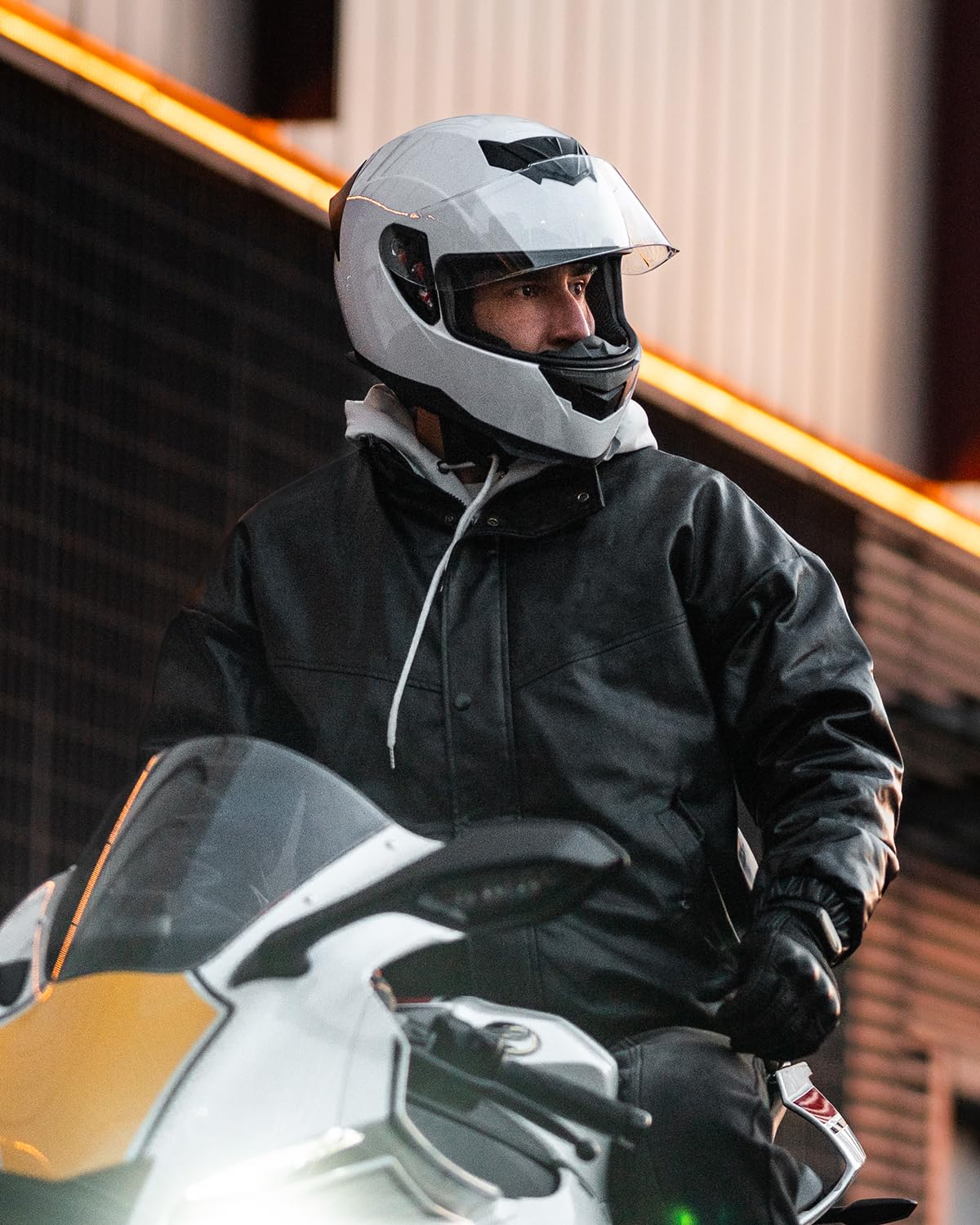 ILM Full Face Motorcycle Street Bike Helmet with Removable Winter Neck Scarf + 2 Visors DOT Model-JK313