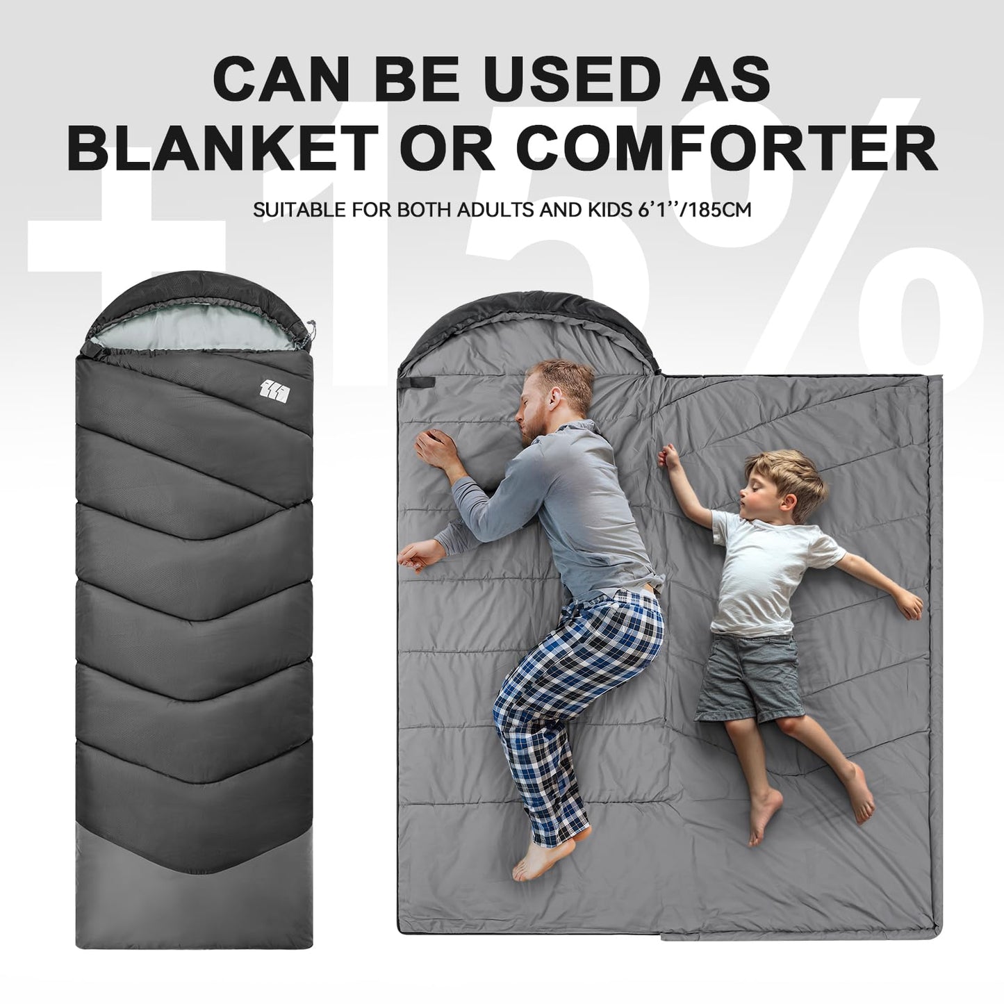 Sleeping Bags for Adults Cold Weather,Portable, Waterproof,Lightweight Sleeping Bag for Tall Girls Boys with Compression Sack for Warm Camping, Hiking, Outdoor & Indoor