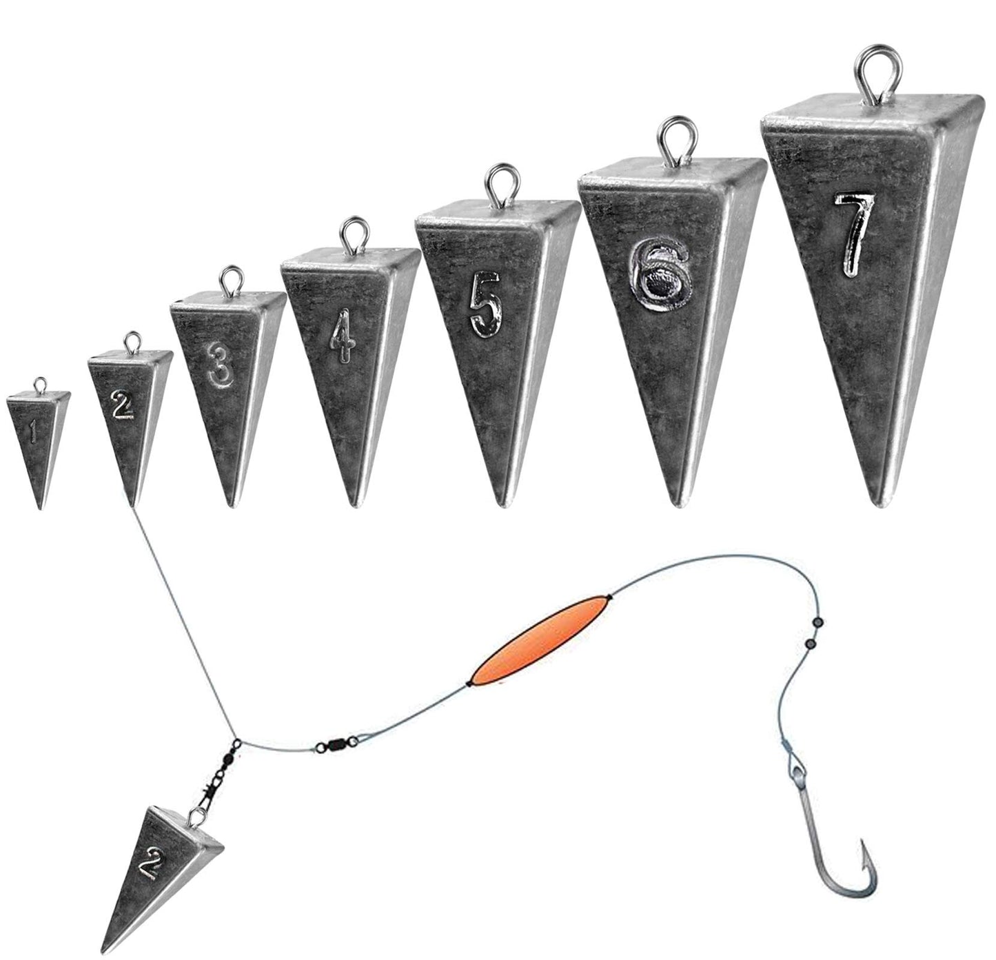 THKFISH Fishing Weights Kit - Inline, Trolling, Double Ring, Tor-pedo, Catfishing, Saltwater & Surf Fishing Weights - Coin, Disc & Pyramid Sinkers