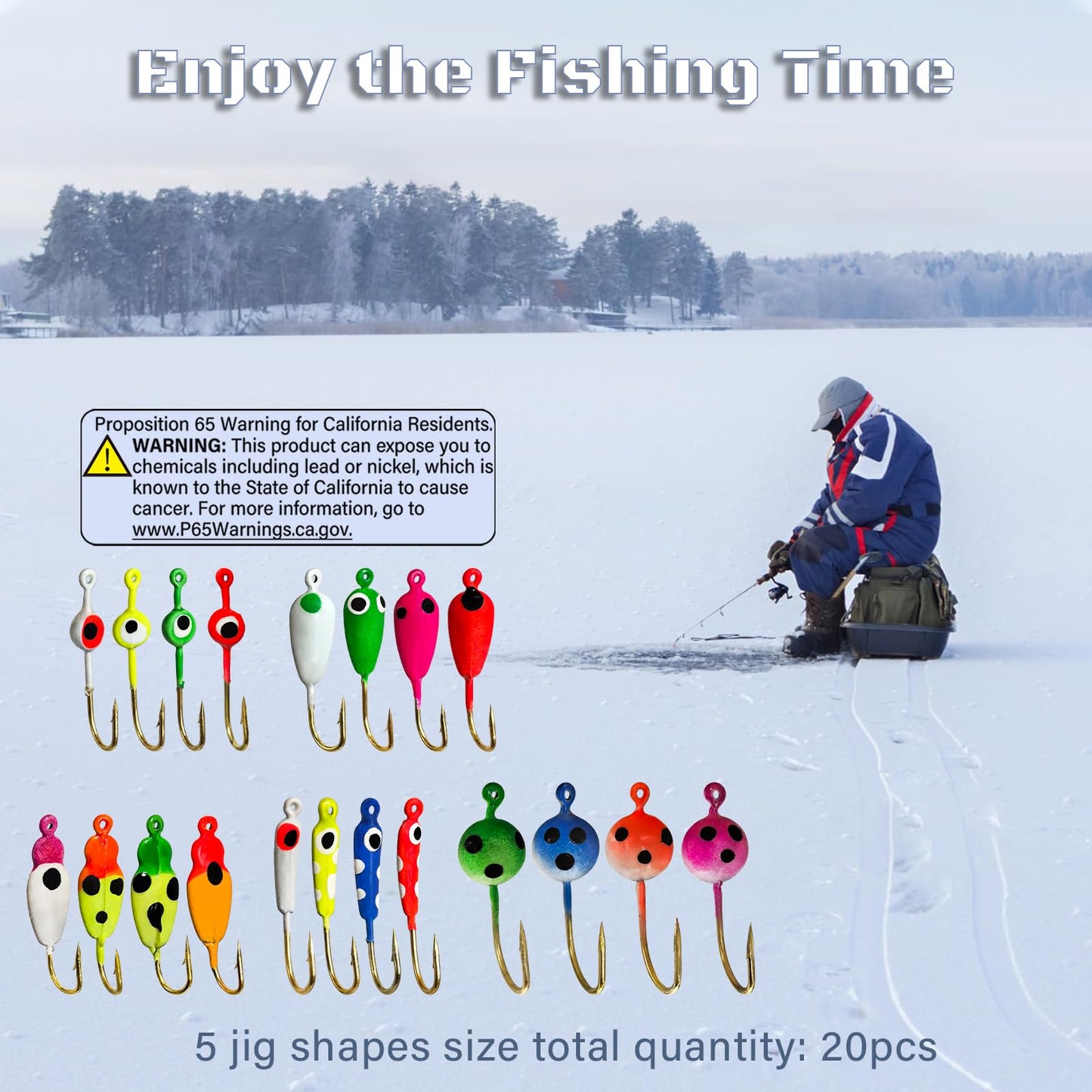 Ice Fishing Jigs Luminous Ice Fishing Lures Glowing Jig Gear Winter Fishing Jigging for Crappie Pike Panfish Walleye Perch Bluegill 6pcs/20pcs
