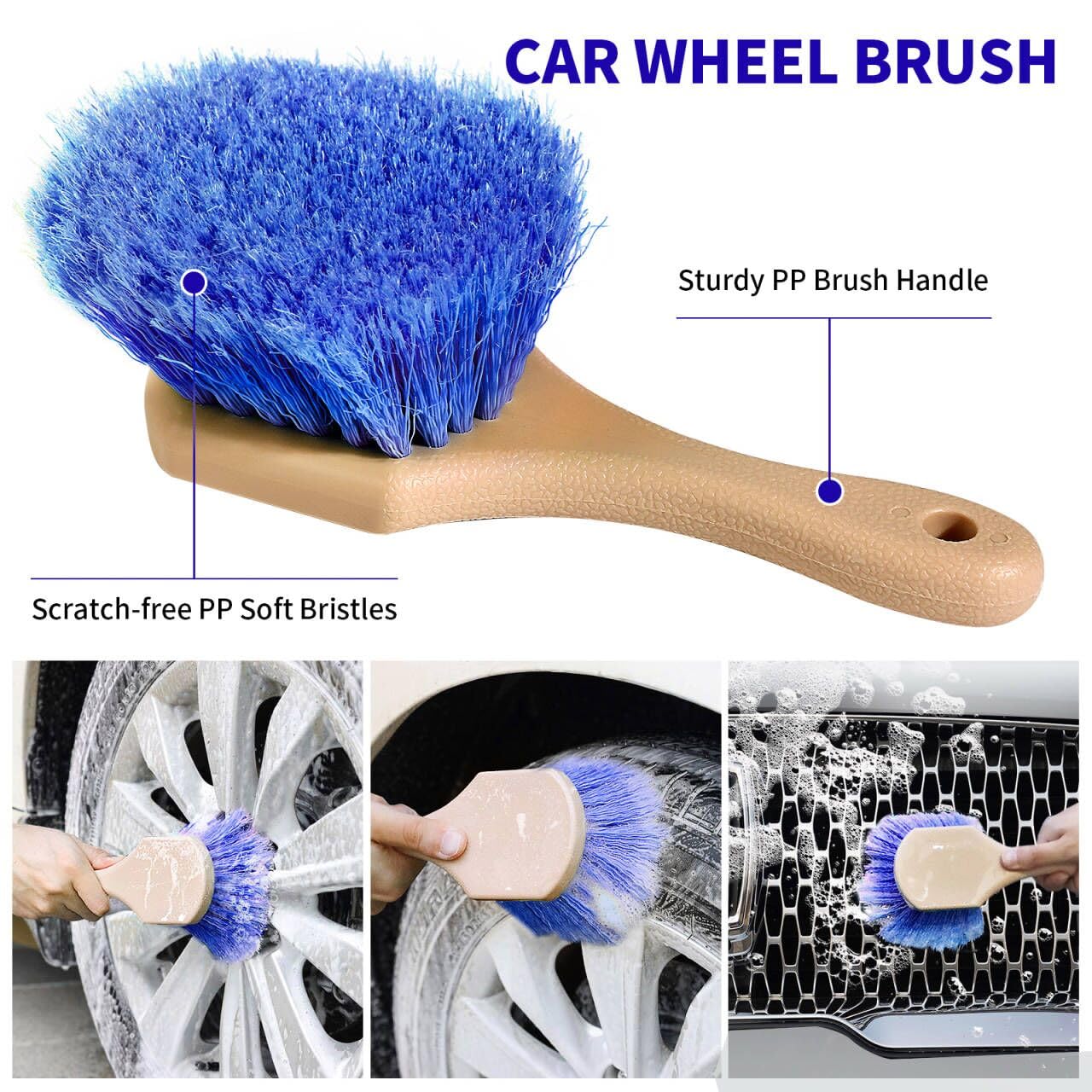 62'' Car Wash Brush with Long Handle Chenille Microfiber Car Wash Mop Mitt Car Cleaning Kit Windshield Window Squeegee Car Duster Microfiber Towels Wheel Tire Brush for Cars RV Truck Boat