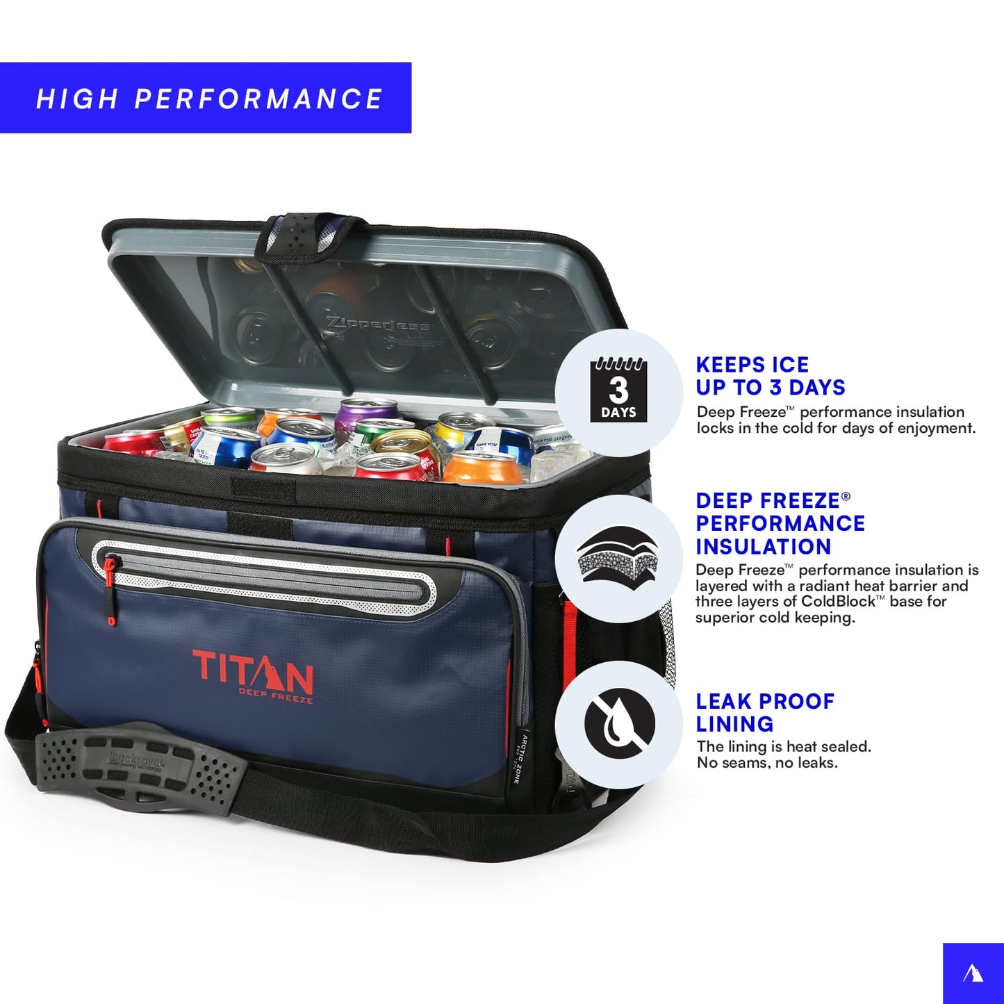 Titan Deep Freeze Cooler Zipperless Hardbody Cooler - Deep Freeze Insulation, HardBody Liner, and SmartShelf