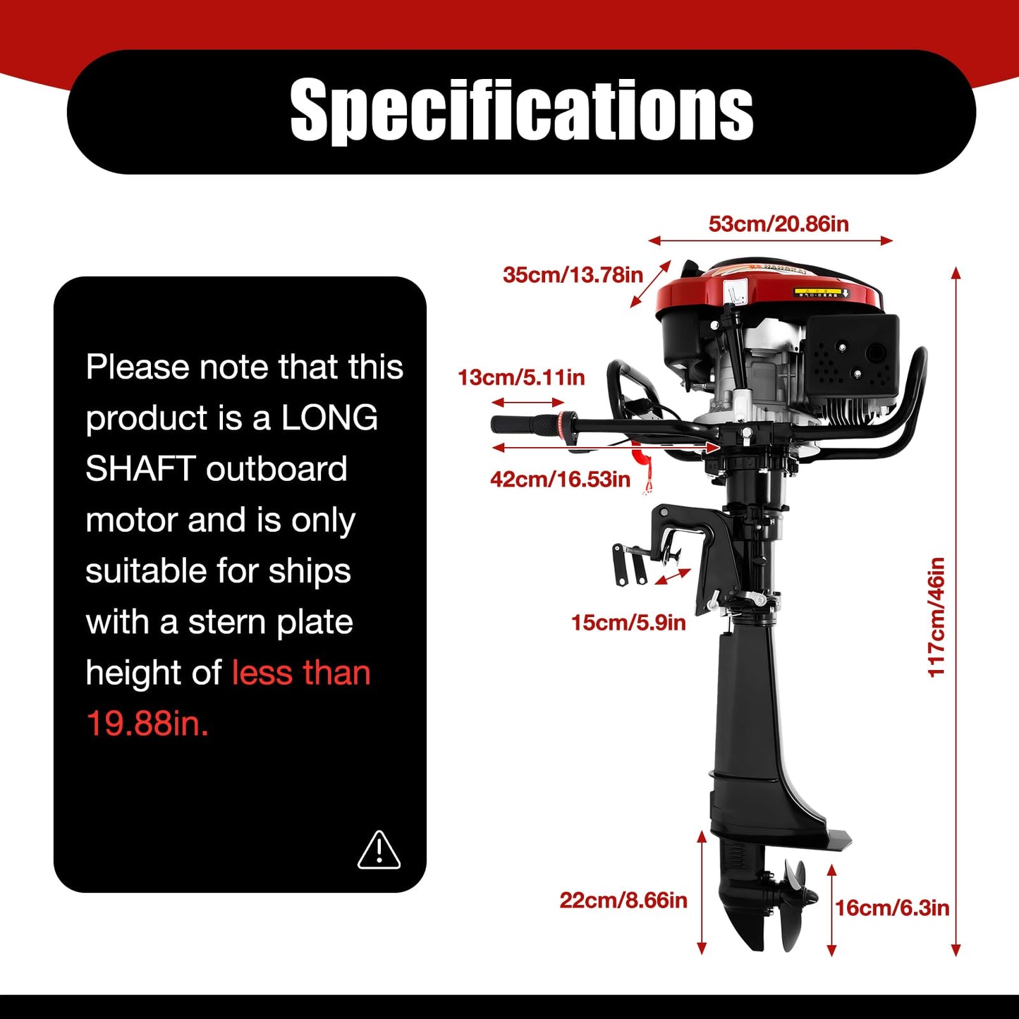 3.5HP 2 Stroke Outboard Motor, Heavy Duty Fishing & Kayak Motor with Water Cooling System, Marine Boat Engine for Inflatable Fishing