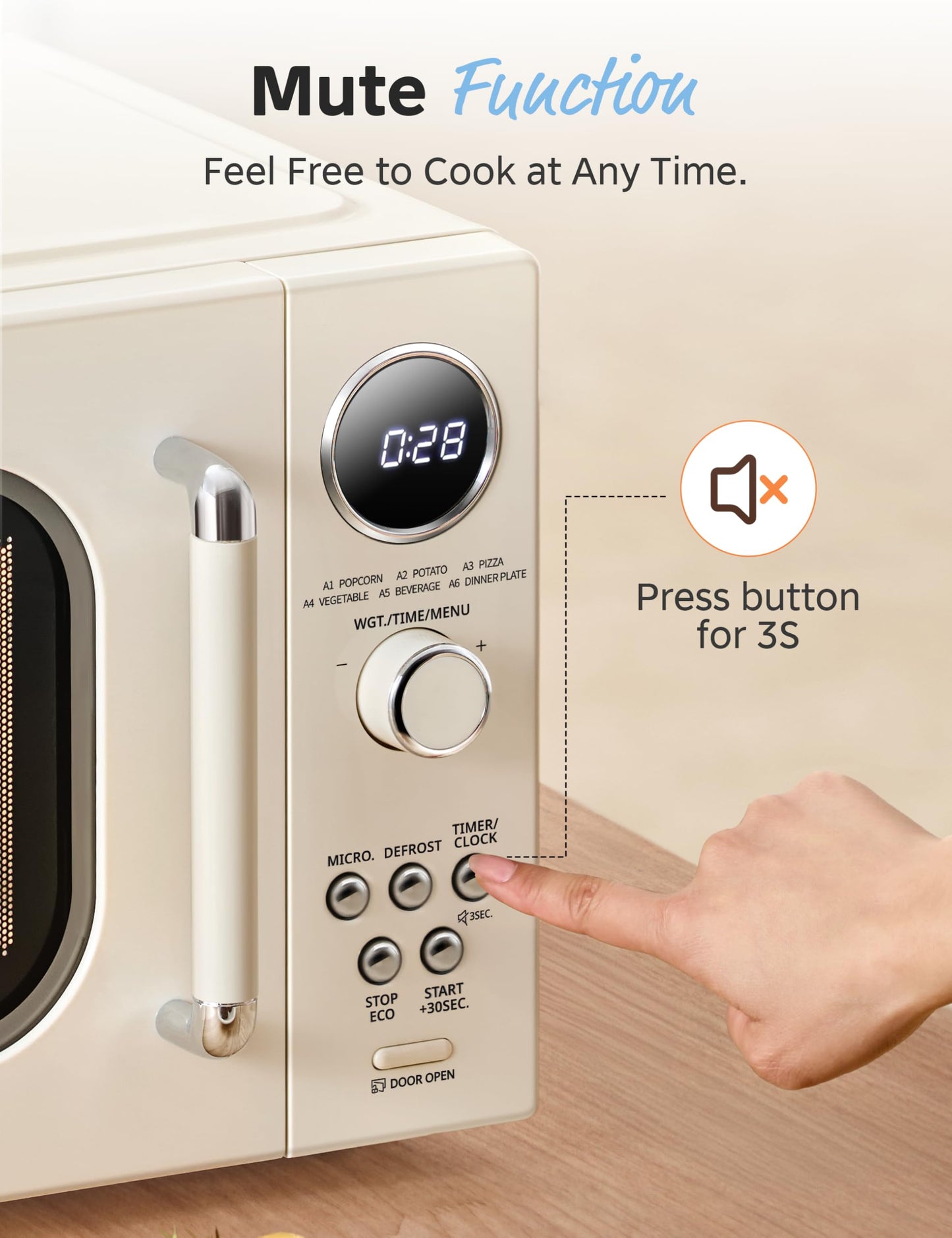 COMFEE EM720CPL-PMB Countertop Microwave Oven with Sound On/Off, ECO Mode and Easy One-Touch Buttons, 0.7 Cu Ft, Black