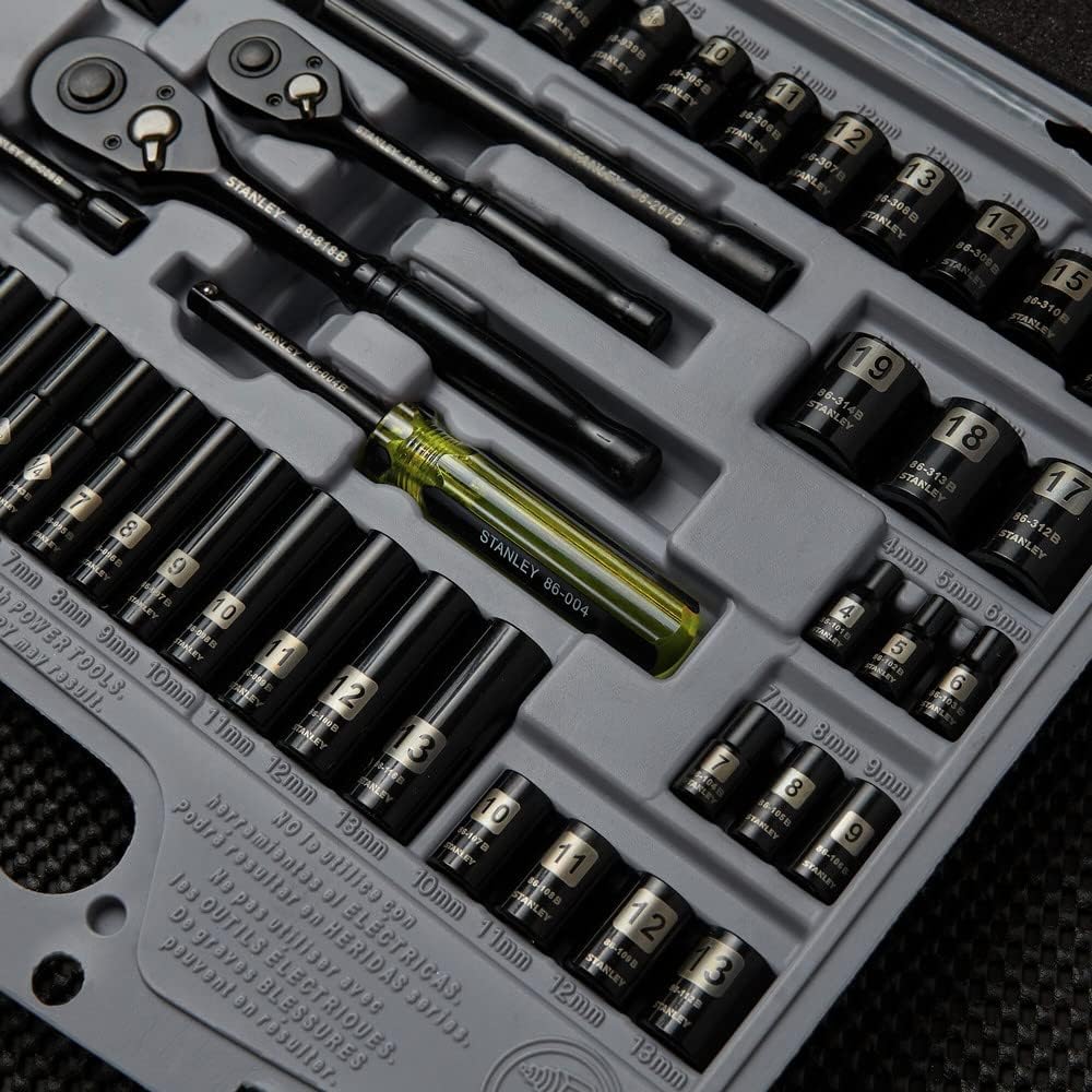 STANLEY Drive Socket Set, Black Chrome, Laser Etched, 99-Piece (92-839)