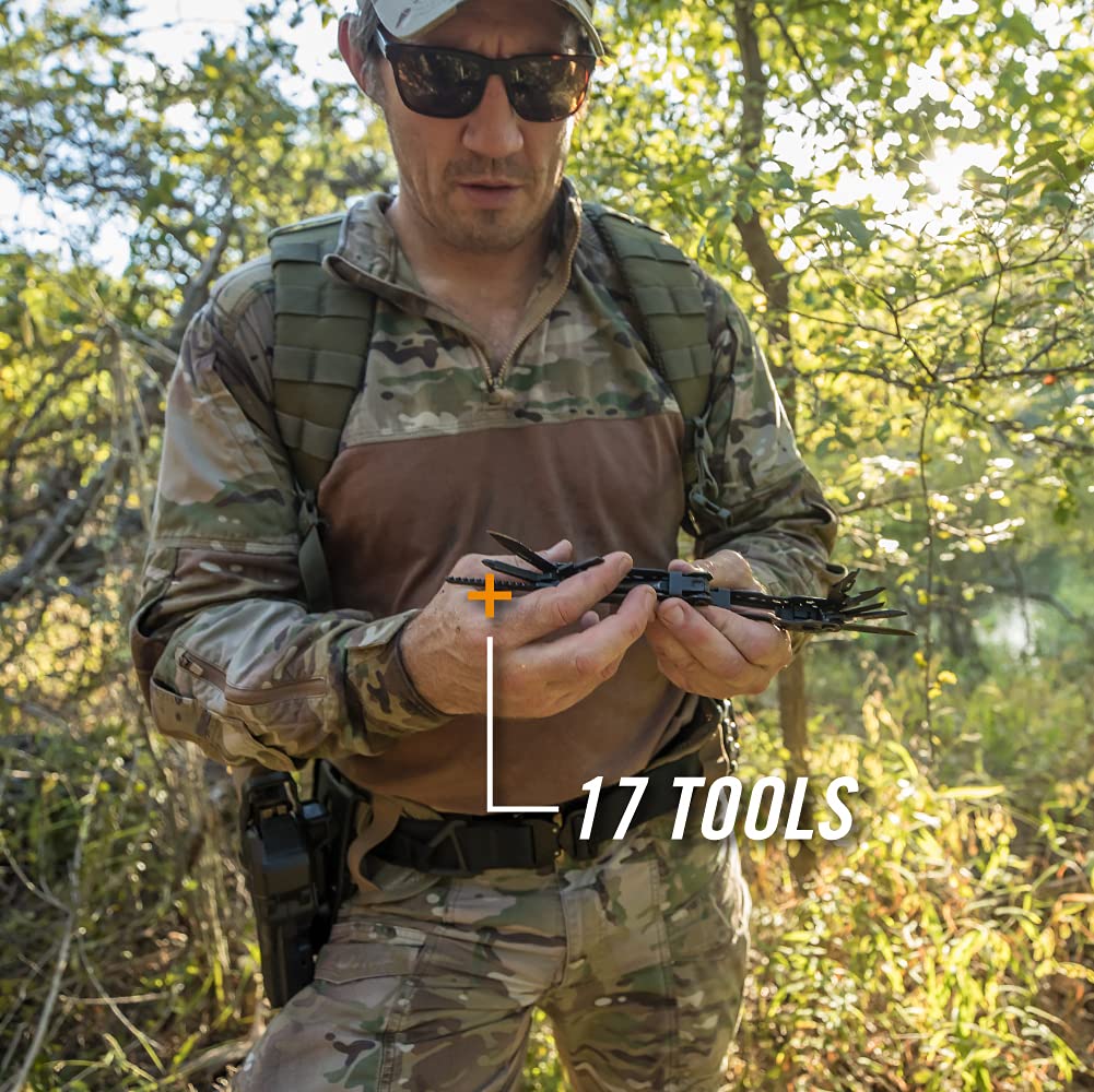 Gerber Gear Truss 17-in-1 EDC Needle Nose Pliers Multi tool - includes Pocket Knife, Screwdriver, and Bottle Opener Accessories - Gifts for Men, Fishing and Camping Gear - Gray with Standard Sheath
