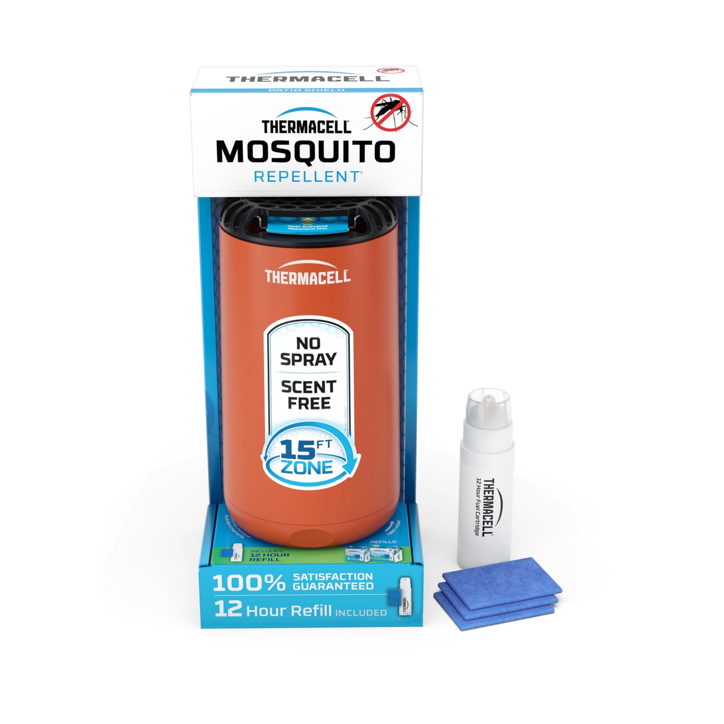 Thermacell Mosquito Repeller Patio Shield; Includes 12-Hour Refill; 15 Foot Zone of Protection; Highly Effective Mosquito Repellent for Patio; Bug Spray Alternative; Scent Free