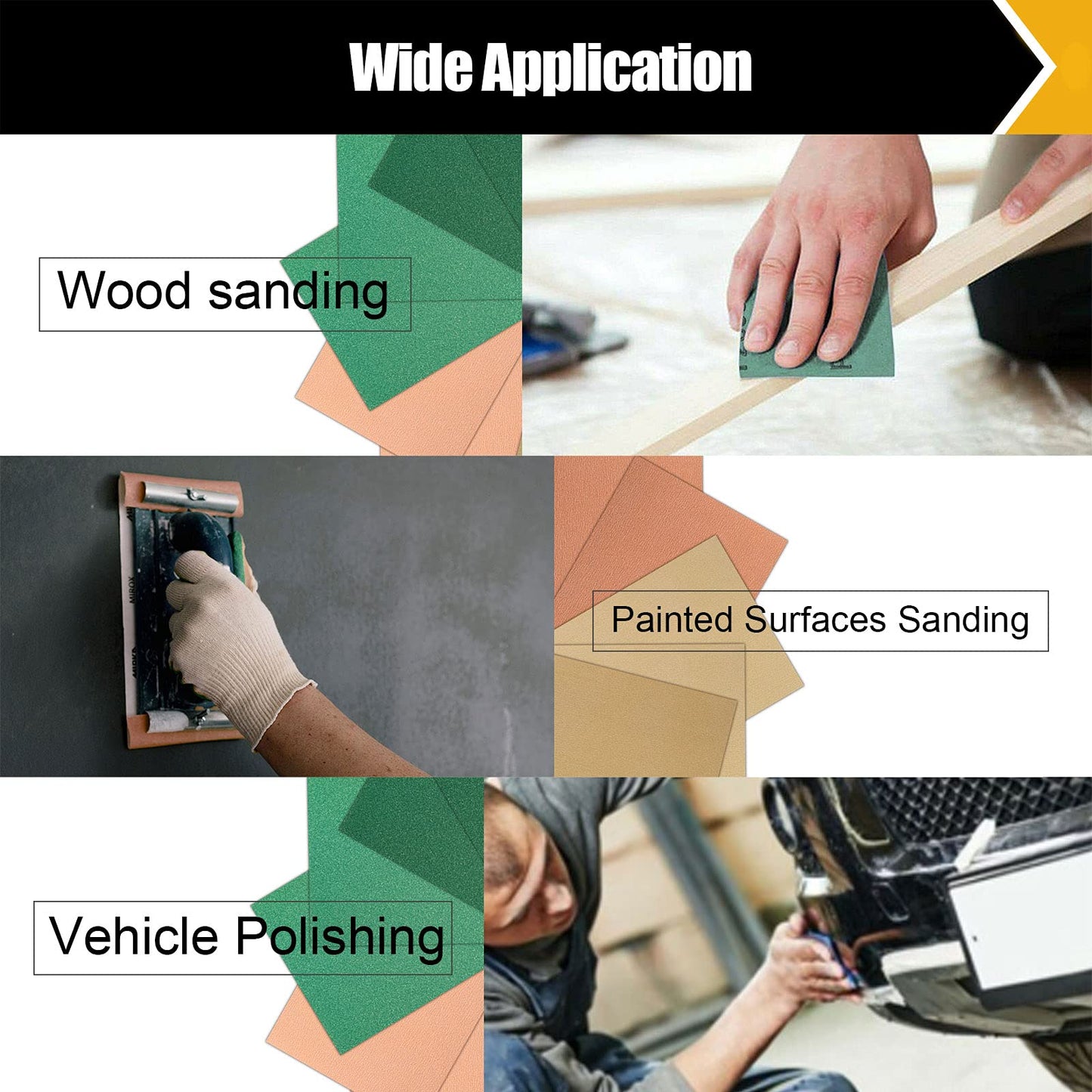 24 Pcs Sandpaper, Wet & Dry Sandpaper Assortment 60/120/320/600/800/1000/1500/2500 Grit Sand Paper for Wood Metal Automotive Drywall Plastic 9 × 11 inch Sandpaper Sheets