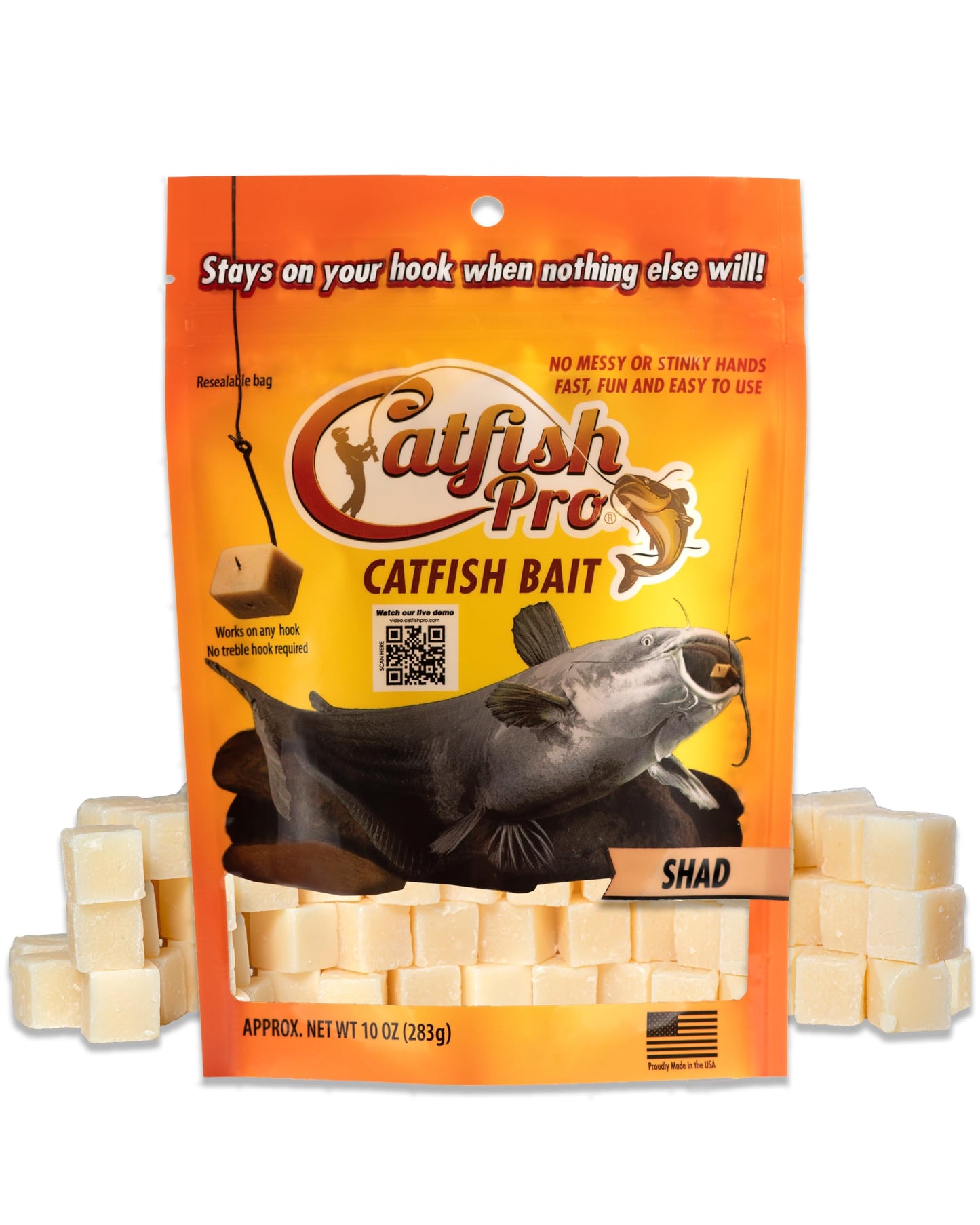 Catfish Pro Catfish Bait - 10oz Bag with 80pcs | Irresistible Scent for Catfish | Mess-Free, Stays On Your Hook When Nothing Else Will | Great for Rod, Reel, Trotline, Jugs & Yoyos Fishing