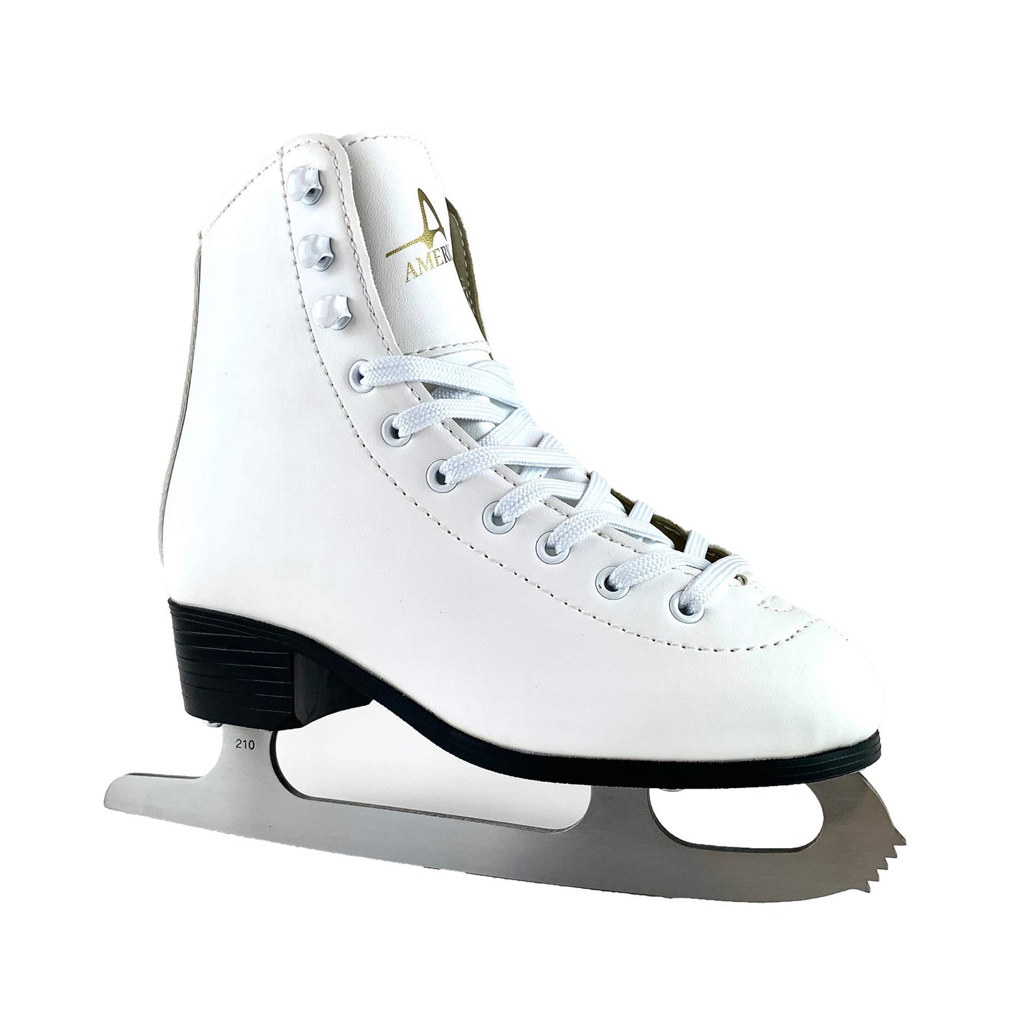 American Athletic Shoe Girl's Tricot Lined Ice Skates, White, 4 (51204)
