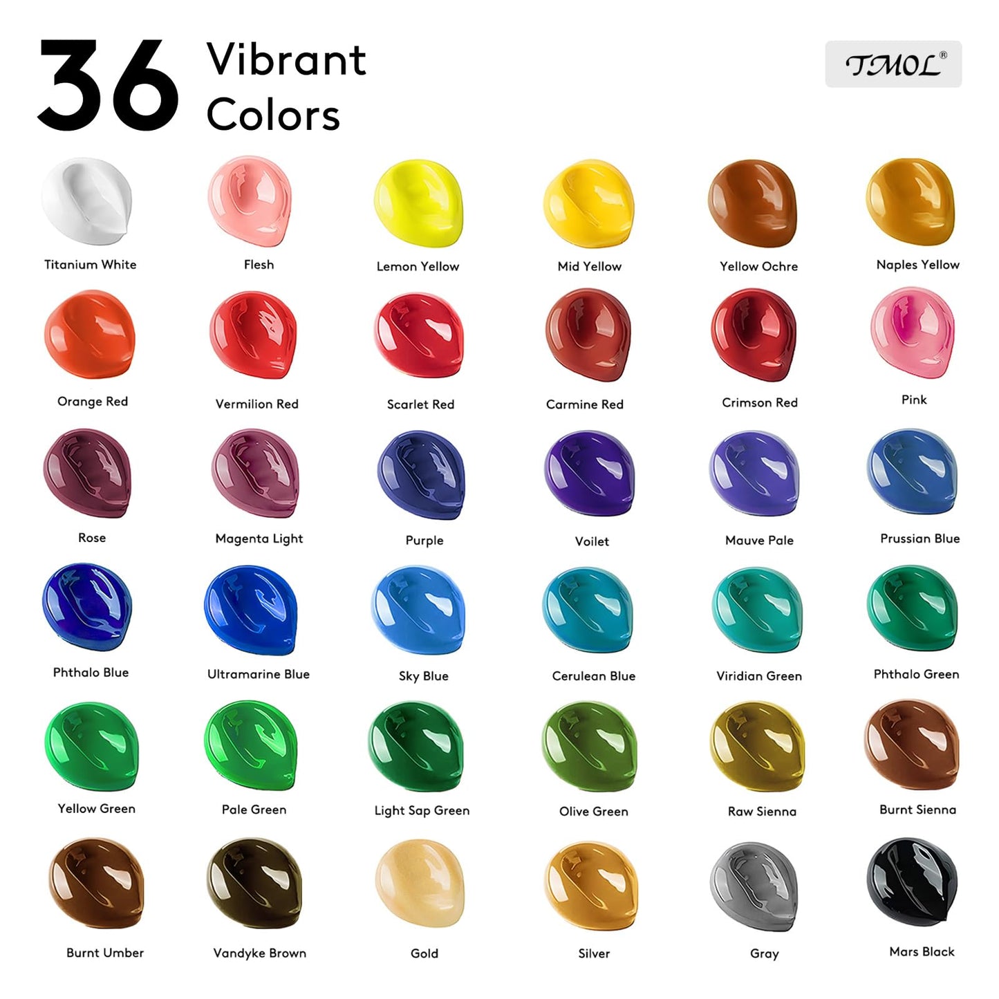 Acrylic Paint Set, 24 Colors (2 oz/Bottle) with 12 Art Brushes, Art Supplies for Painting Canvas, Wood, Ceramic & Fabric, Rich Pigments Lasting Quality for Beginners, Students & Professional Artist