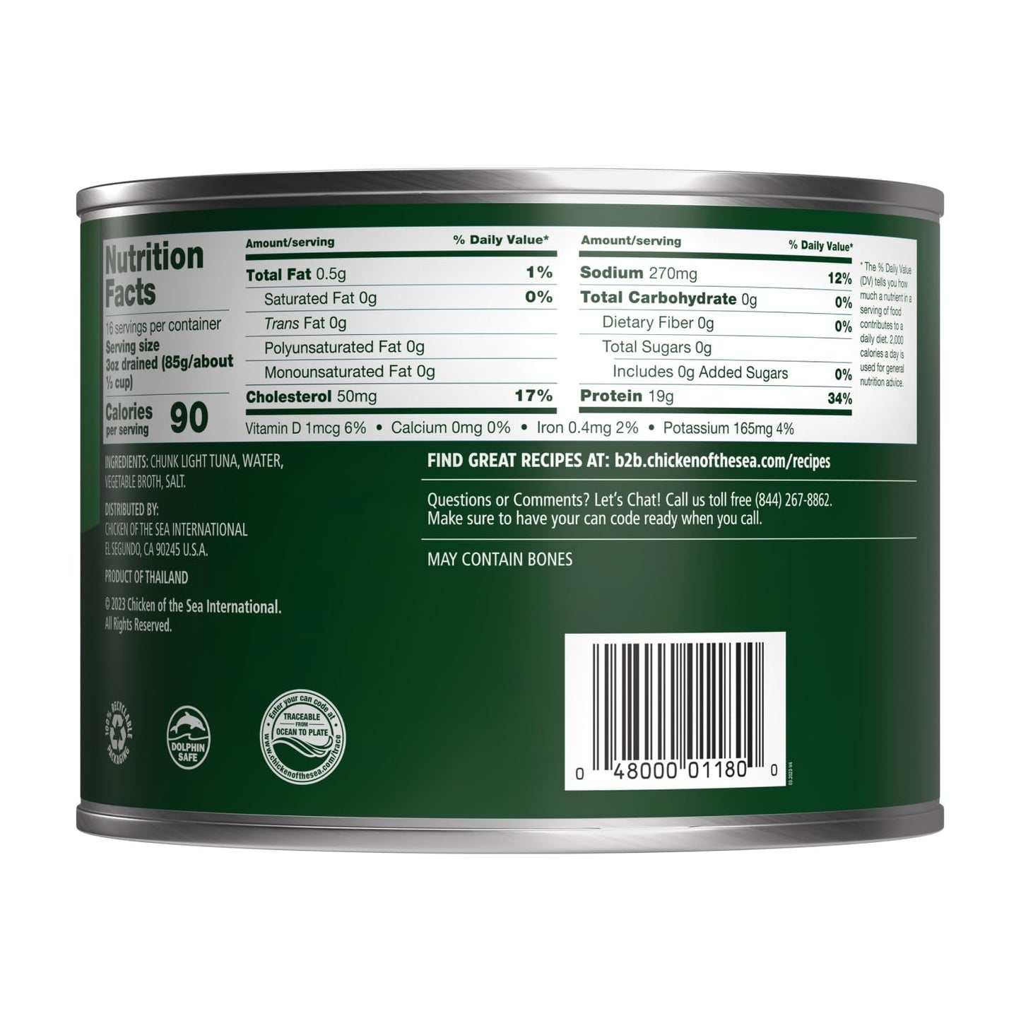 Chicken of the Sea Chunk Light Tuna in Water, 5 Ounce Cans (Pack of 10), Wild Caught Canned Tuna