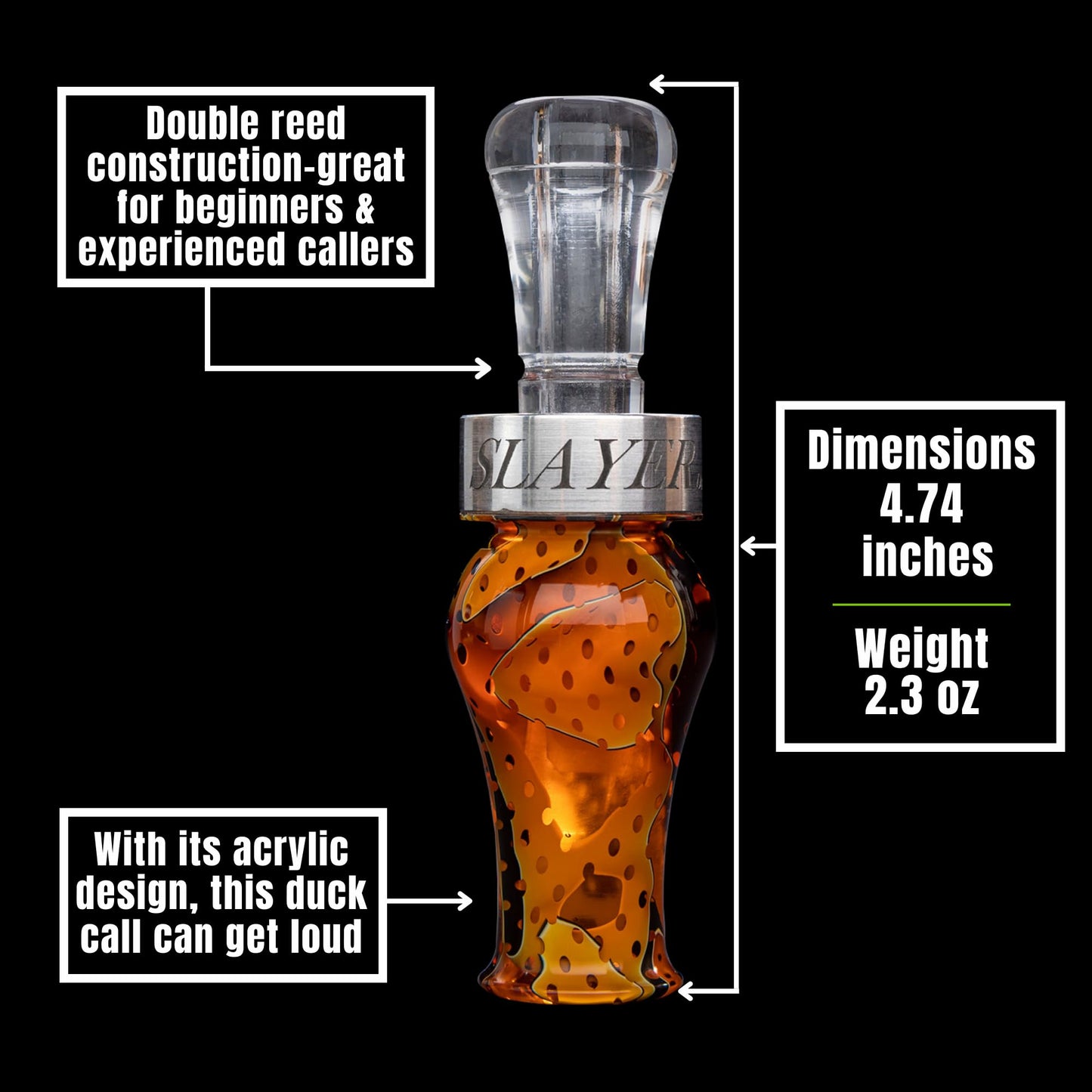 Drake Double Reed Duck Call | Realistic Sound Hunting Call | Superior Tone | Versatile & Easy to Use | Beginner Friendly and Expert Approved | Duck Hunting Accessories