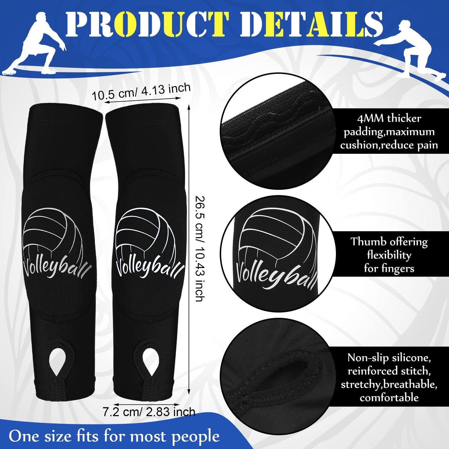 Yinder 4 Pcs Volleyball Accessories Include Knee Pads ,Arm Sleeves , Drawstring Bag,Softball Headbands for Women Volleyball Training Dance(Small,Black)
