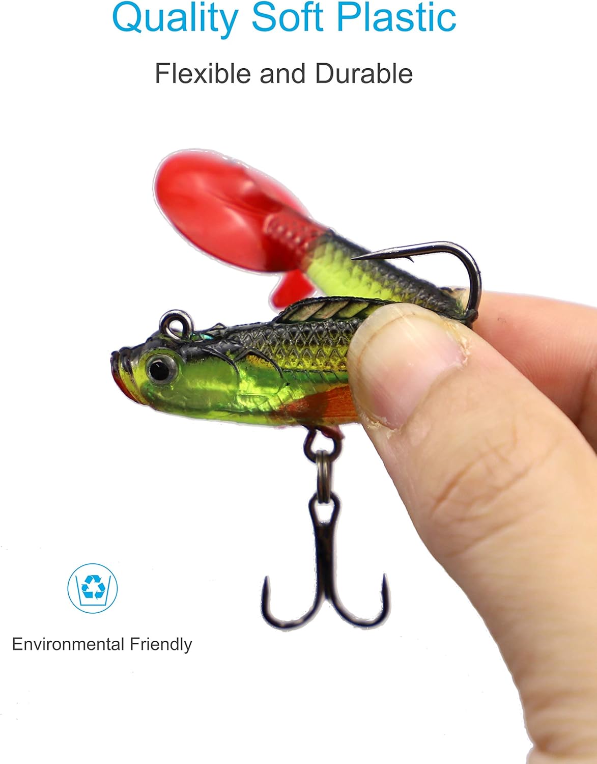 Lures for Bass Jig Head Soft Swimbait, 6-Pack 6 Colors Plastic Bait for Saltwater/Freshwater Fishing