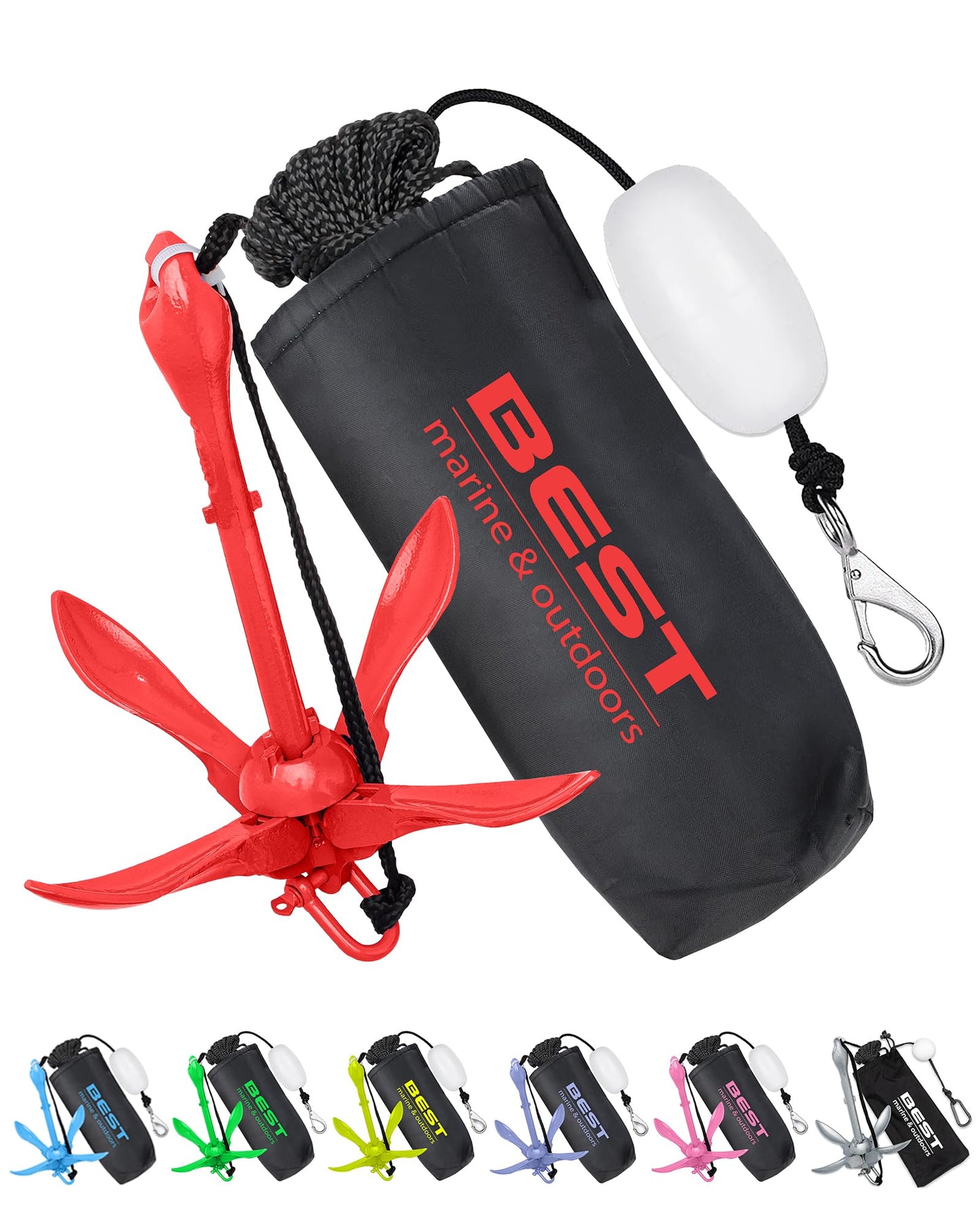 Best Marine and Outdoors Kayak Anchor, 3.5 Pound Anchor System Kit for Kayaks, Canoes, SUP Paddle Boards & Jet Skis, Fishing, Boating & Kayaking Accessories