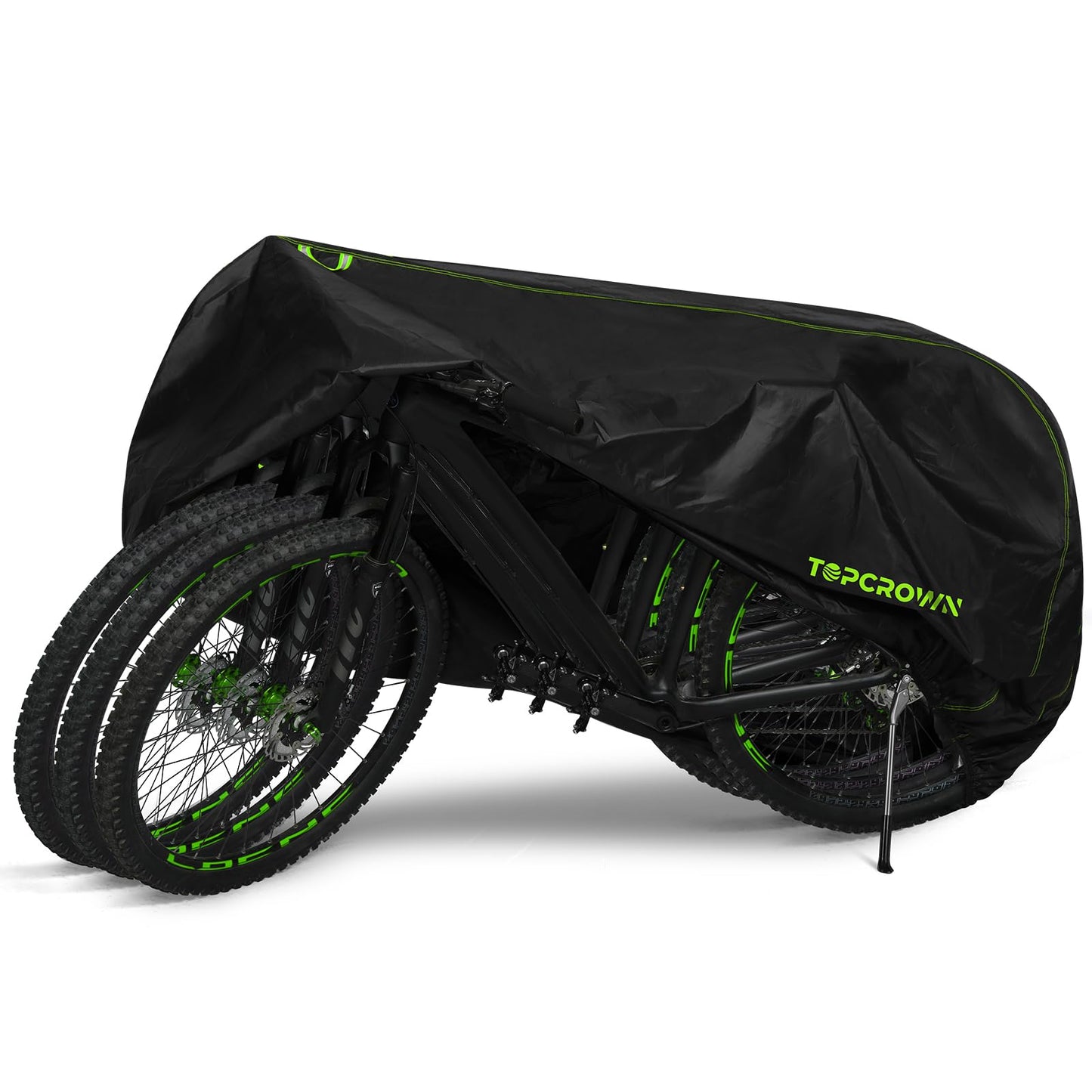 Bike Cover Waterproof Outdoor Storage for 1/2/3 Bikes, Bicycle Cover Rain Sun UV Dust Wind Proof with Storage Bag for Mountain Road Bike/Ebike (210D Black+Green, XL Size for 1 bike)
