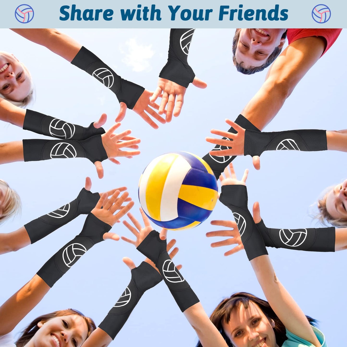 Minatee Volleyball Arm Sleeves Passing Hitting Forearm Sleeves with Protection Pads and Thumb Hole for Youth Girls Kids Women(1 Pair,12 Inch)