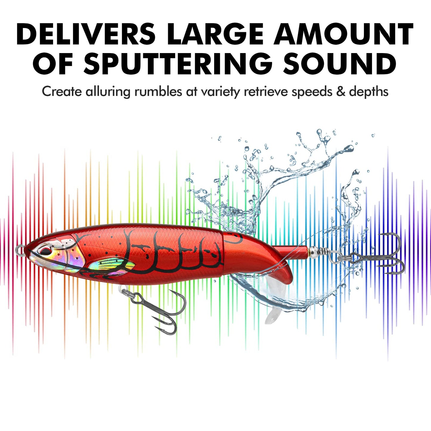 TRUSCEND PoPobait Plopper with BKK Hooks, Top Water Fishing Lures for Bass Walleye Pike Catfish Musky Perch, Floating Lure for Freshwater or Saltwater, Amazing Teasers Fishing Gifts for Family Fishing