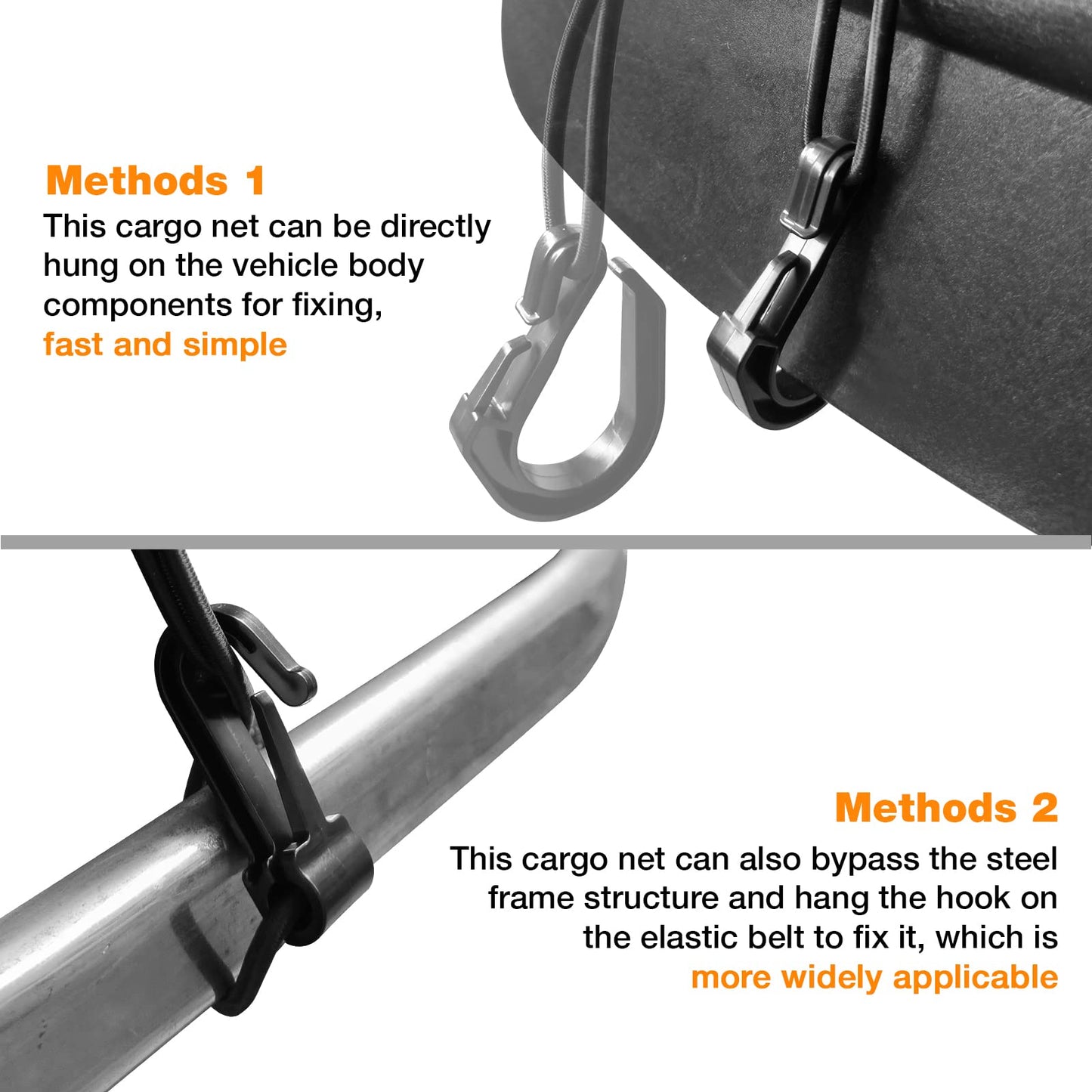 Upgrade Cargo Net for Motorcycle Helmet Storage, 10"X11" High-Elastic Double Layer Bungee Net with 4 Strong Hooks, Luggage Strap Rack Expansion Organizer Net Pocket for Motorbike Trike Cycle
