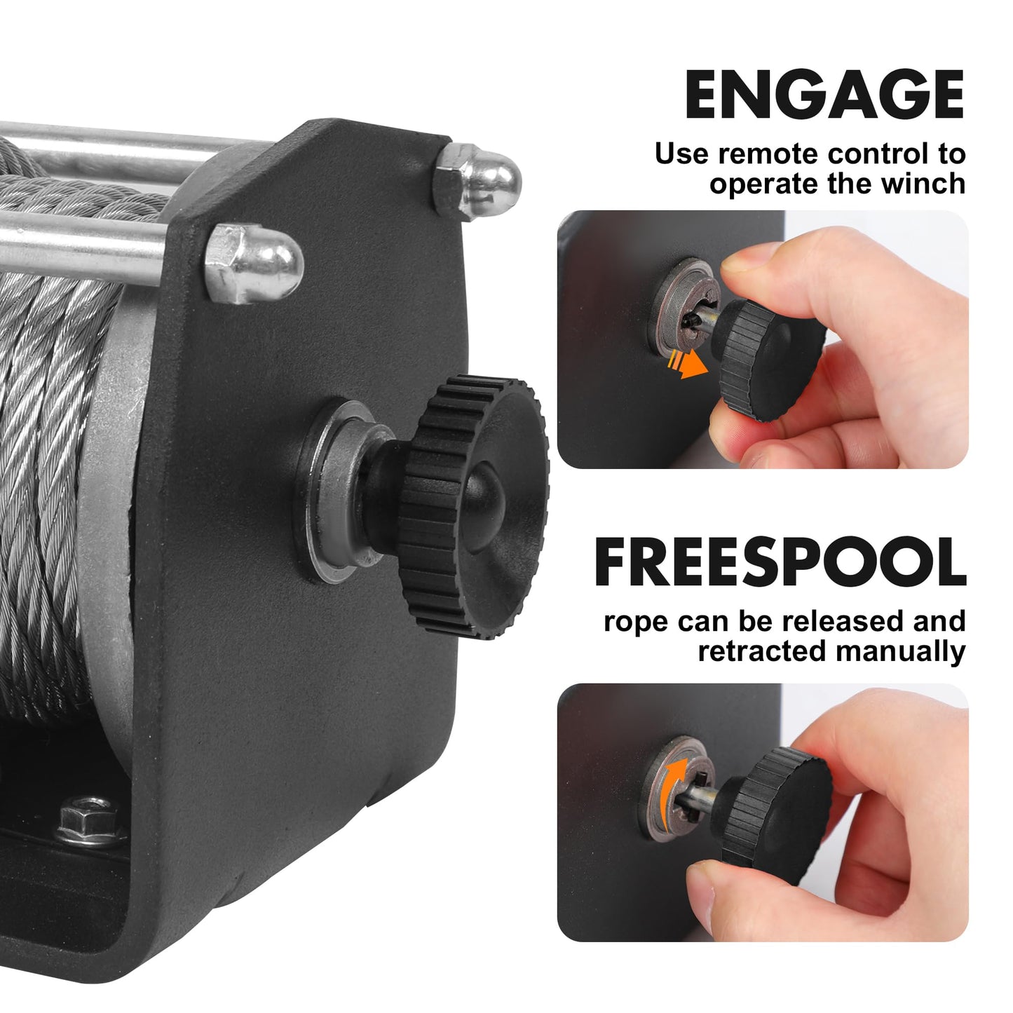 ZESUPER 3000 lb Electric Winch for ATV UTV Trailer Boat Synthetic Rope Winch 12V DC Off Road Towing Winches with Wireless Remote Mounting Bracket