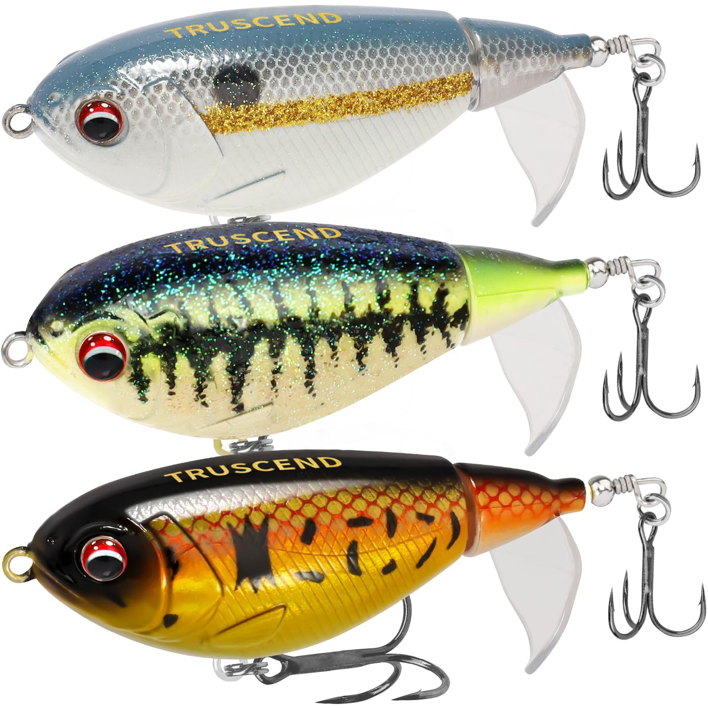 TRUSCEND PoPobait Plopper with BKK Hooks, Top Water Fishing Lures for Bass Walleye Pike Catfish Musky Perch, Floating Lure for Freshwater or Saltwater, Amazing Teasers Fishing Gifts for Family Fishing