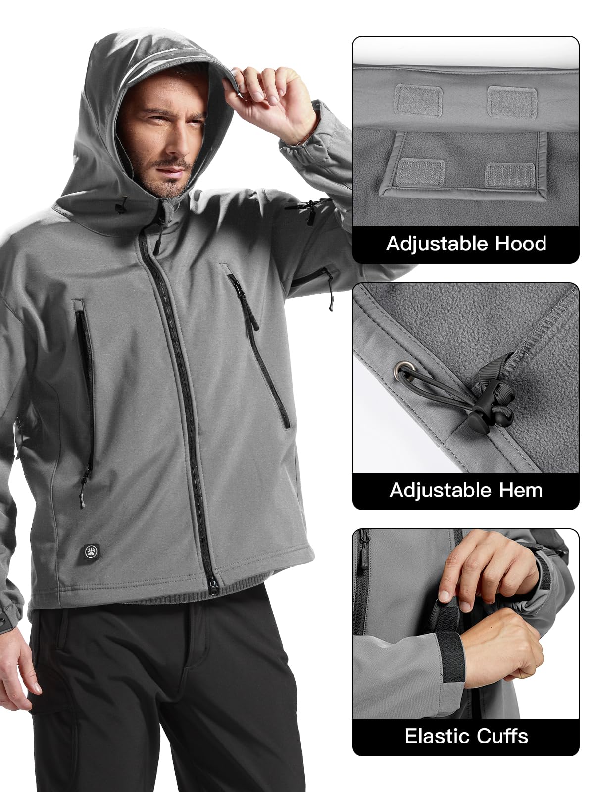 FREE SOLDIER Men's Outdoor Waterproof Soft Shell Hooded Military Tactical Jacket