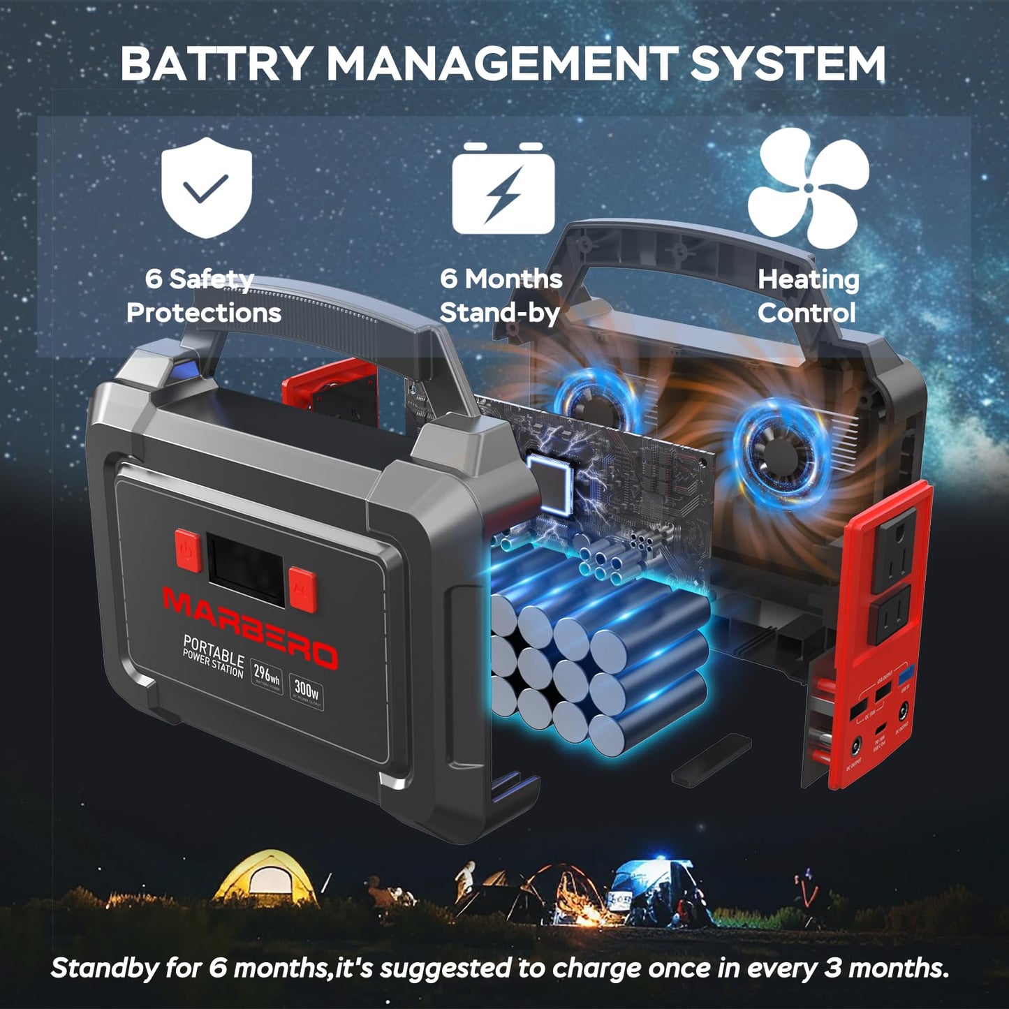 MARBERO Solar Generator 167Wh Camping Portable Power Station 200W Peak with Foldable Solar Panels 30W with AC Outlet 110V Multi-Port LED Flashlights for CPAP Home Camping Hurricane Emergency