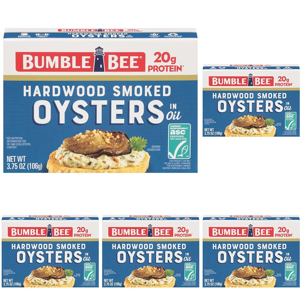 Bumble Bee Hot & Spicy Hardwood Smoked Oysters, 3.75 oz Tin (Pack of 12) - 20g Protein per Serving, Gluten Free, Keto