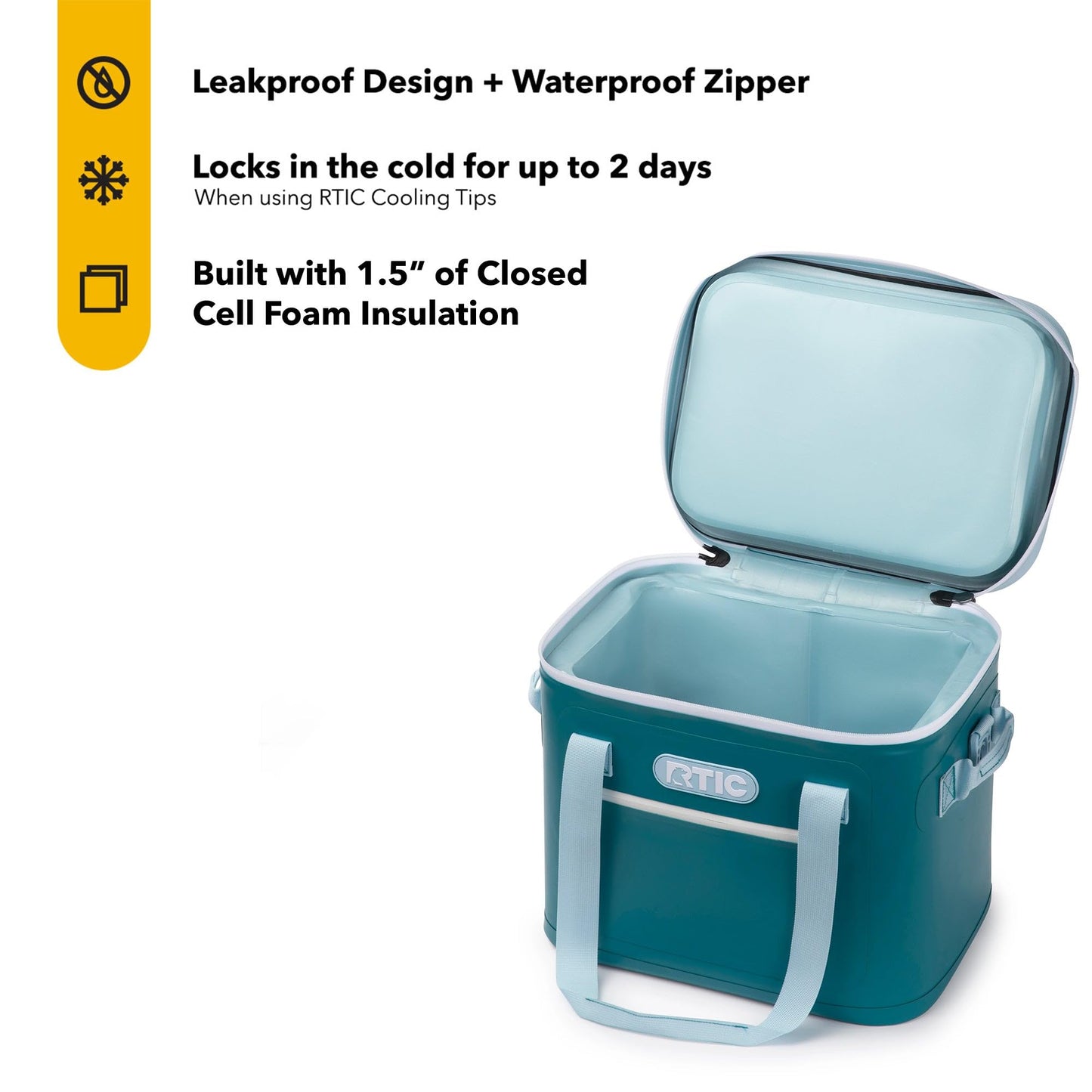RTIC Ultra-Tough Soft Cooler 30 Can, Insulated Bag Portable Ice Chest Box for Lunch, Beach, Drink, Beverage, Travel, Camping, Picnic, Car, Trips, Floating Cooler Leak-Proof with Zipper