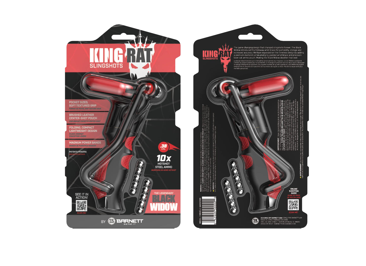 Barnett King Rat Slingshots, Powerful Slingshot for Adults and Kids Alike, Includes Power Band, Brushed Leather Pouch, & Slingshot Ammo