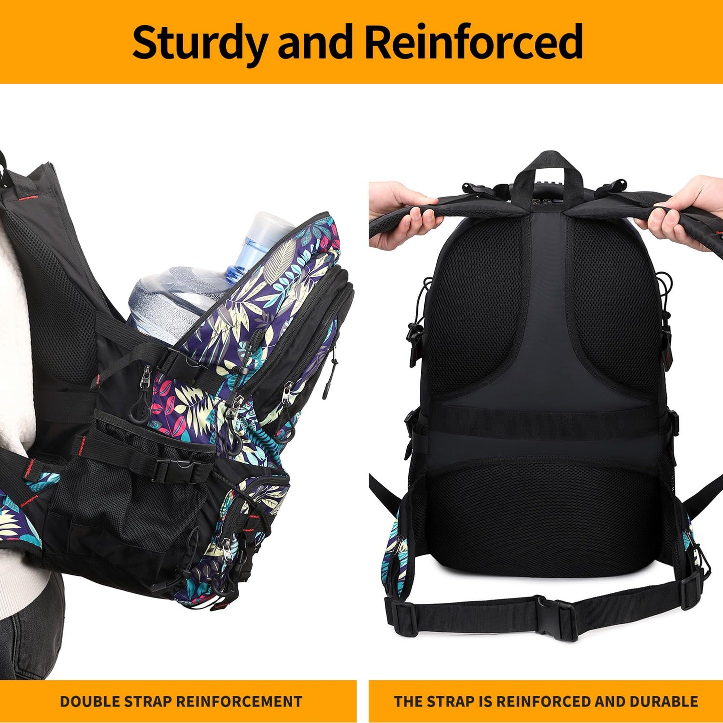 Nerlion 40L Hiking Backpack Travel Backpack for Men Women Camping Waterproof Outdoor Hiking Daypack Lightweight Backpack (Orange)