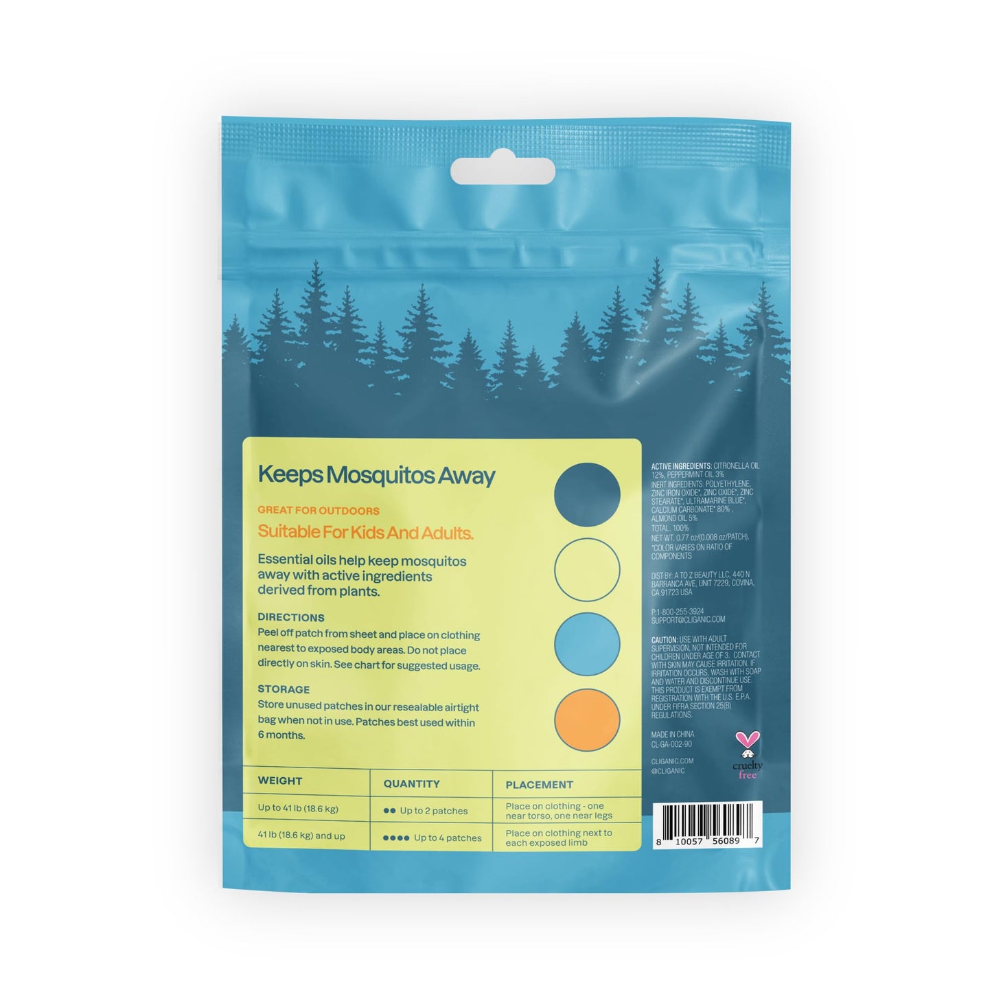 Cliganic Mosquito Repellent Stickers (90 Pack) - Patches for Kids & Adults, Natural DEET-Free, Citronella Essential Oil Infused