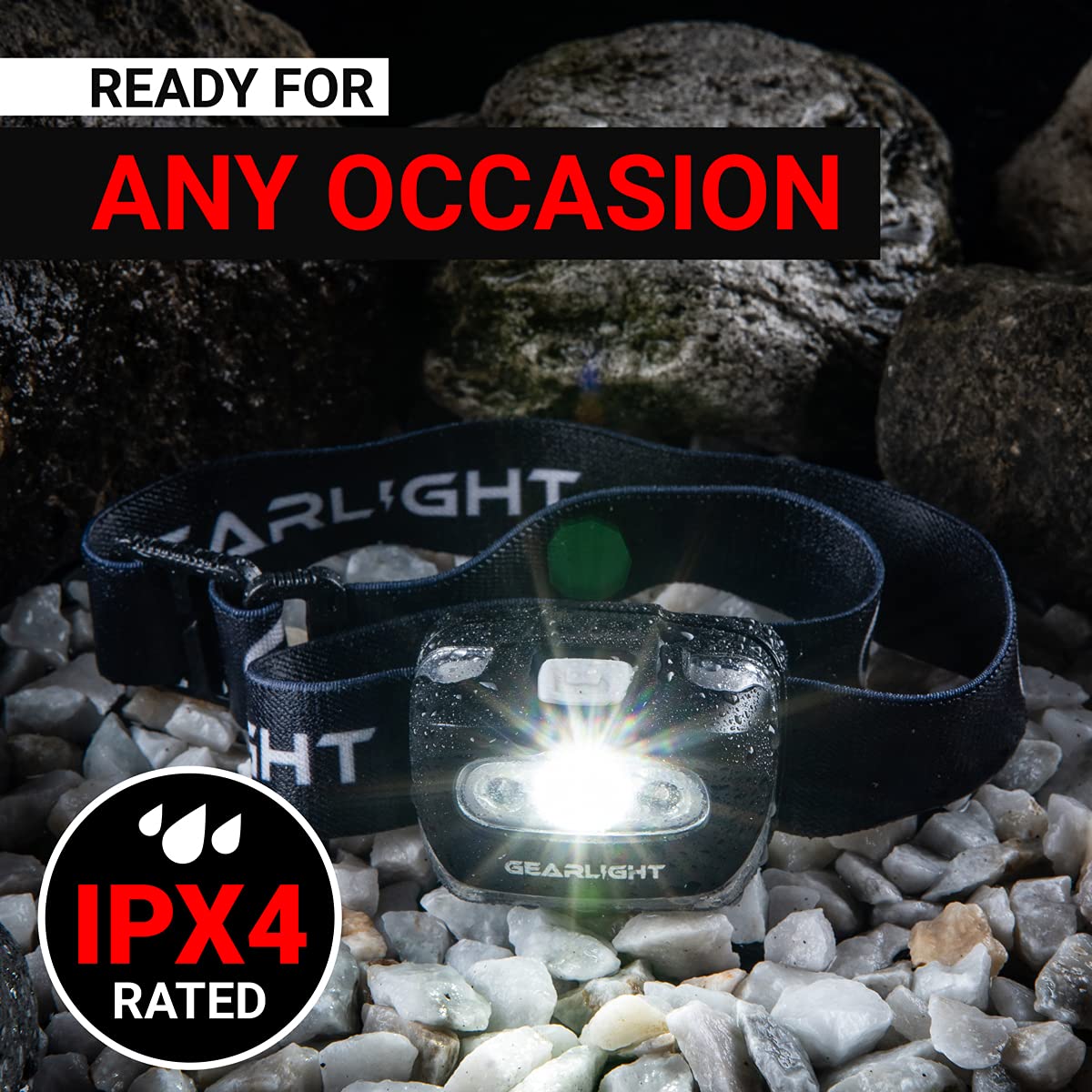 GearLight 2Pack LED Headlamp - Outdoor Camping Head Lamps with Adjustable Headband - Lightweight Battery Powered Bright Flashlight Headlight with 7 Modes and Pivotable Head and Red Light