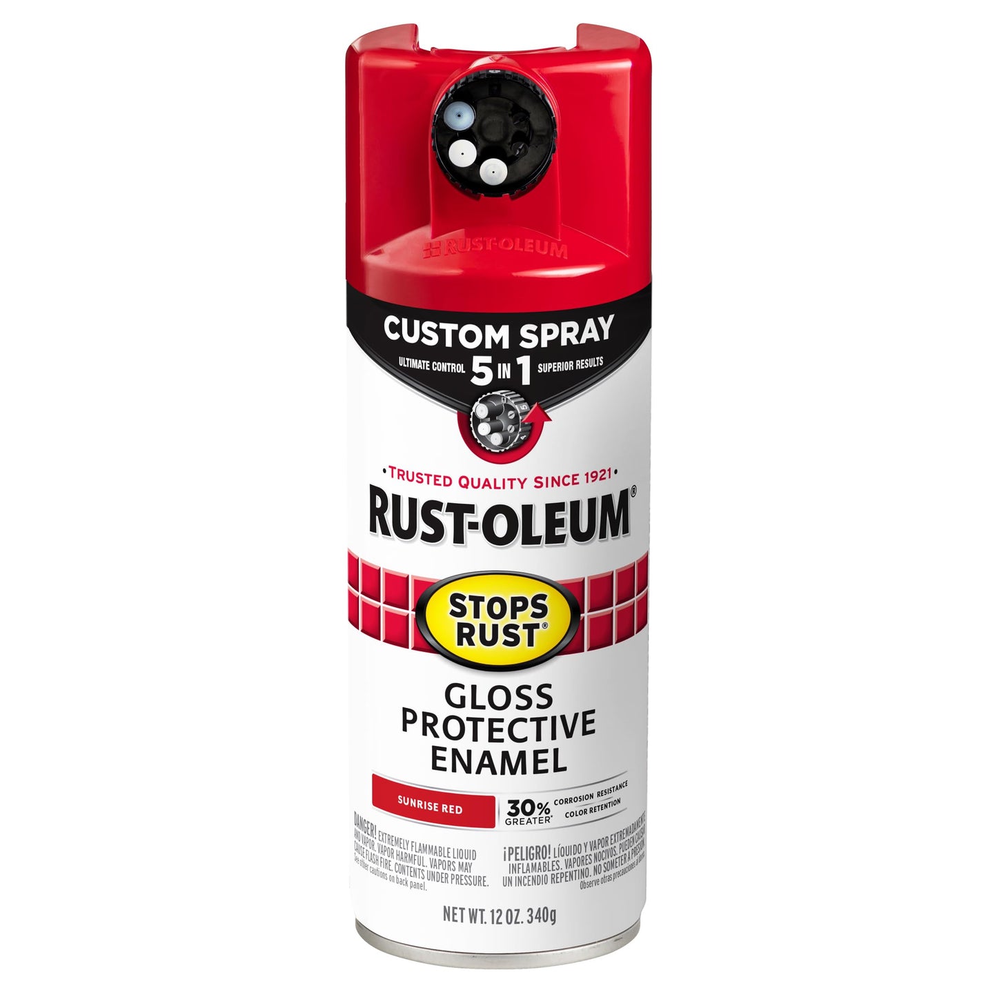 Rust-Oleum 376892 Stops Rust Custom Spray 5-in-1 Spray Paint, 12 oz, Gloss Leather Brown