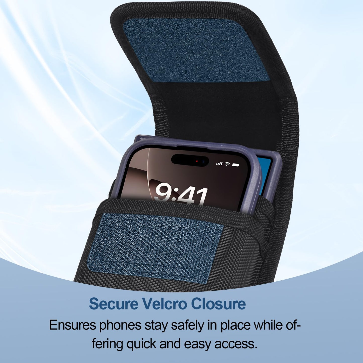 ykooe Heavy-Duty Dual Phone Holster Compatible with iPhone/Samsung Galaxy/Google Pixel & Moto G Power - Secure Fit with Military-Grade Large Belt Clip, Black