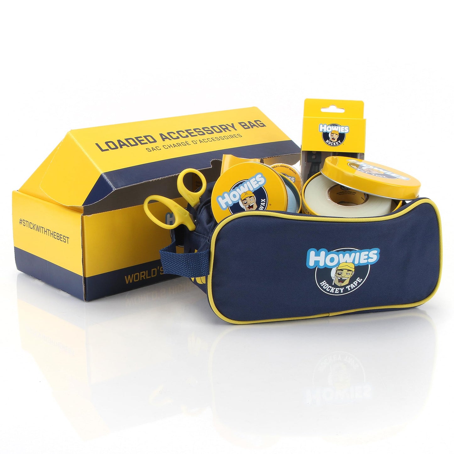 Howies Hockey Loaded Accessory Bag – Includes Stick, Grip, and Shin Pad Tape, Helmet Repair Kit, Fine Skate Stone and More! Ultimate Travel Bag and Gift for Hockey Players & Fans.