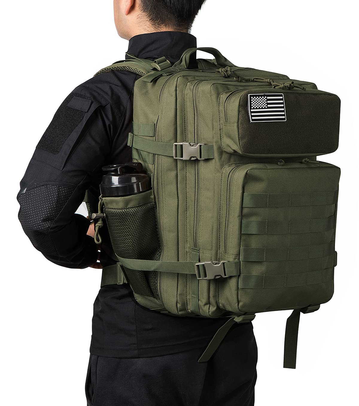 QT&QY 25L/35L/45L Military Tactical Backpack For Men Molle Daypack 3 Day Bug Out Bag Hiking Rucksack With Bottle Holder