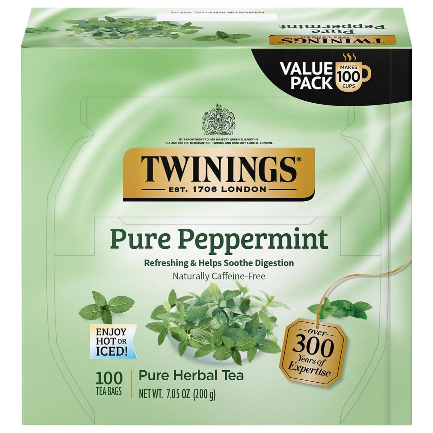 Twinings English Breakfast Black Tea Individually Wrapped Bags, 100 Count (Pack of 1), Smooth, Flavourful, and Robust, Caffeinated, Enjoy Hot or Iced, 100 Teabags