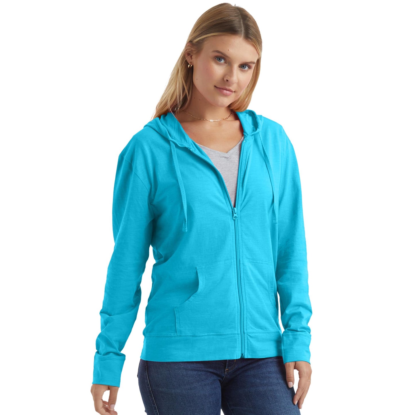 Hanes Women’s Slub Knit Full-Zip Hoodie, Textured Cotton Zip-Up T-Shirt Hoodie for Women