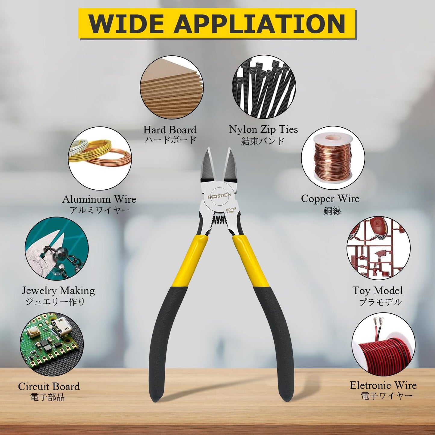Wire Cutters 10 Pack, 6.5 inch, BOOSDEN Flush Cutters, Spring Loaded Cutting Pliers, Side Cutters, Dykes Cutter, Wire Clippers, Plastic Cutter, Wire Cutters for Jewelry, Floral, Electrical