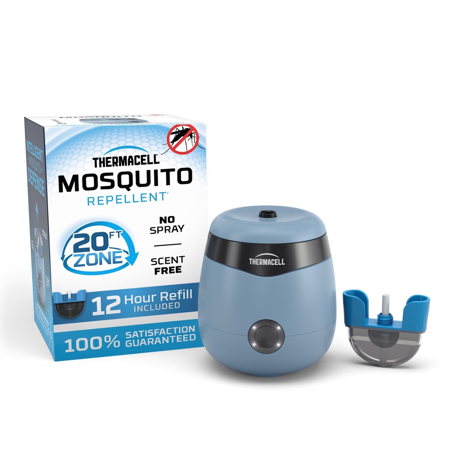 Thermacell Mosquito Repellent E-Series Rechargeable Repeller; Patio Shield 20’ Mosquito Protection Zone; Includes 12-Hr Repellent Refill; No Flame or Scent; Bug Spray and Bug Zapper Alternative