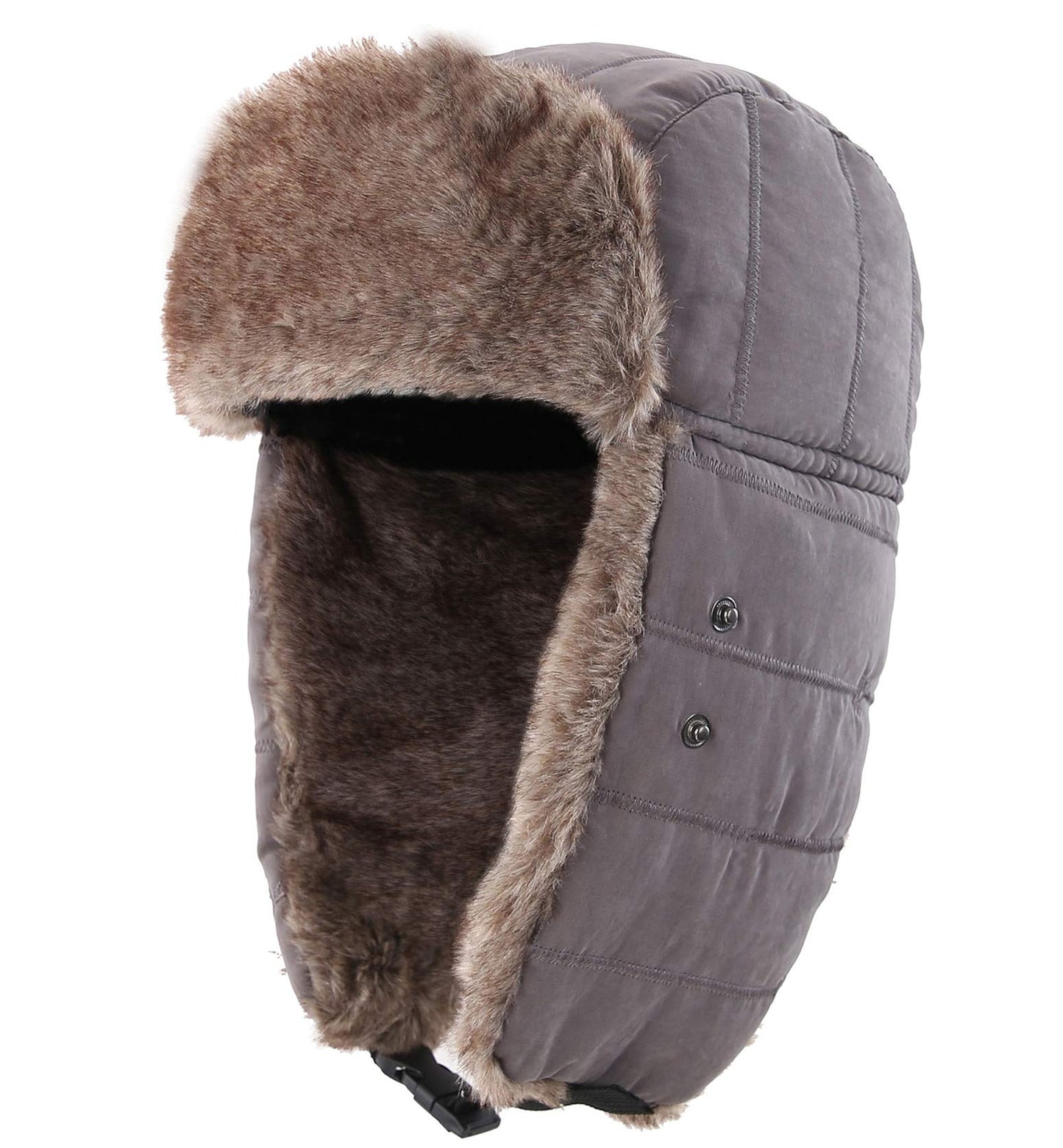 Connectyle Men's Trooper Trapper Hat Warm Winter Hats with Removable Face Mask Earflaps Faux Fur Hunting Outdoor Hat